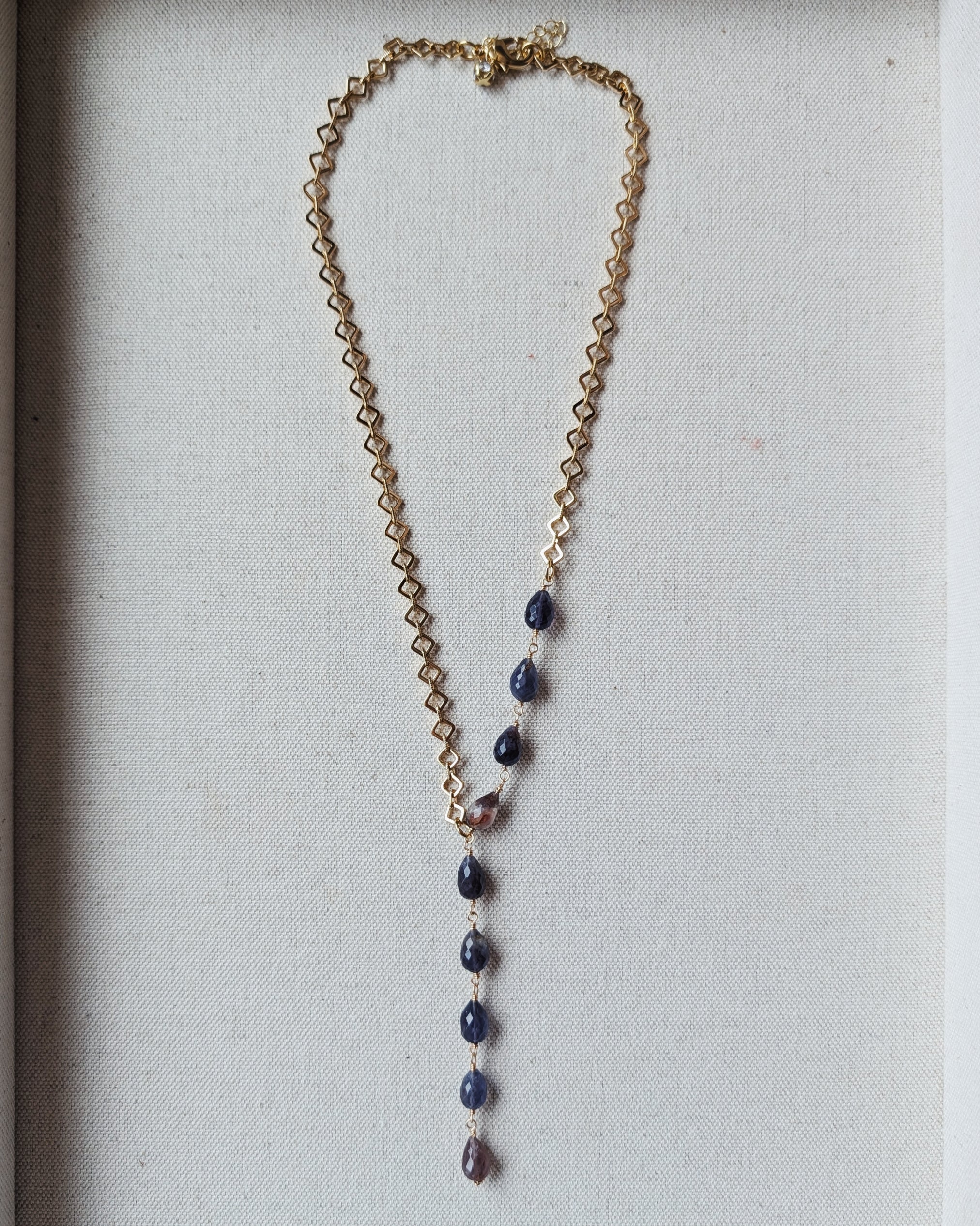 The Georgie Lariat Necklace | Kunzite + Iolite