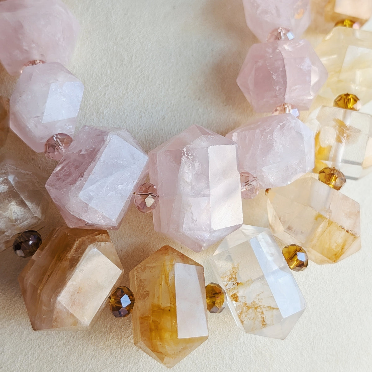 The Sloane Necklace | Golden Healer + Rose Quartz