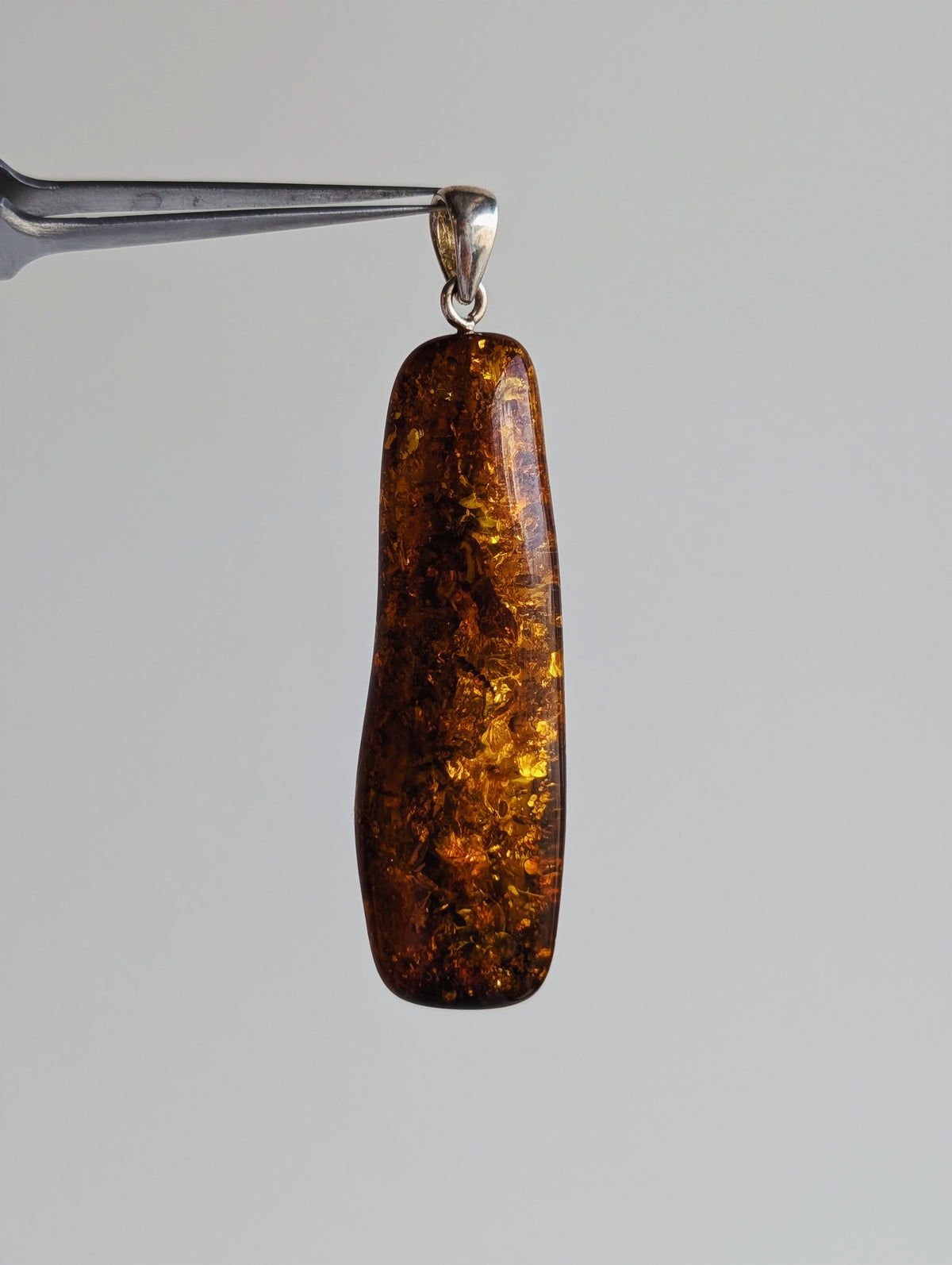 Natural Amber Pendant | Sterling Silver