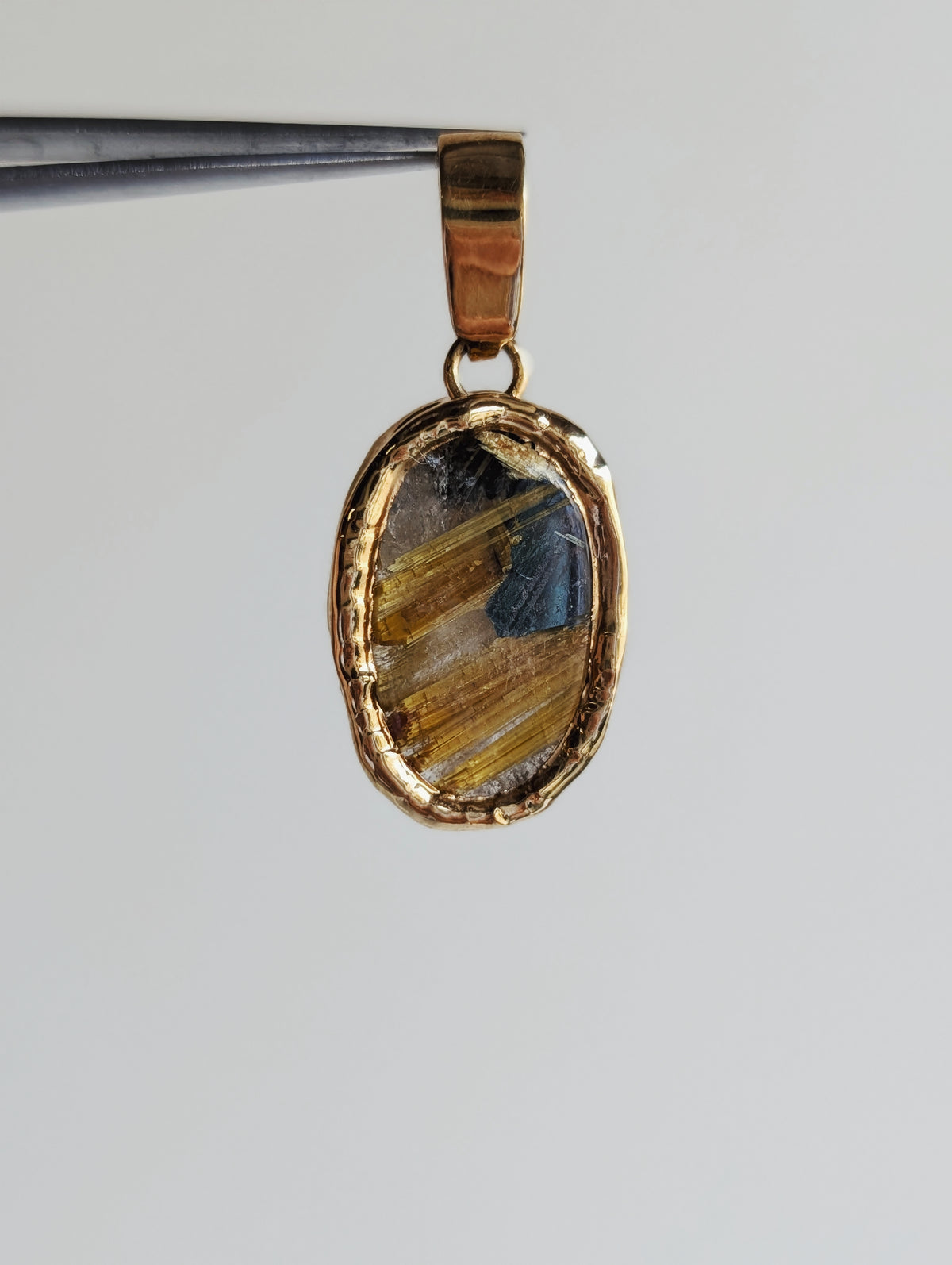 Gold Rutilated Quartz Pendant | Vermeil