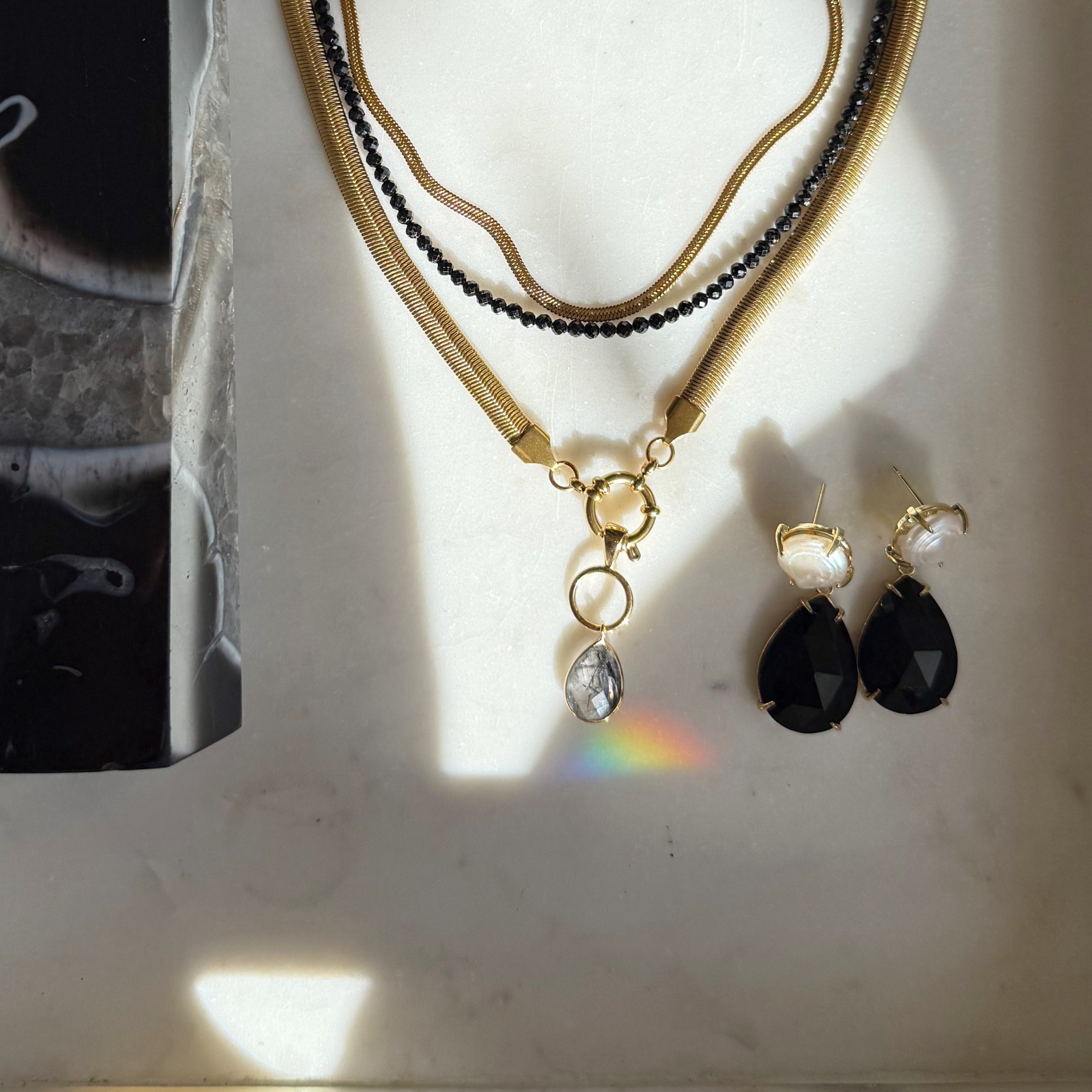 The Mira Drop | Faceted Gemstone Pendant in Gold