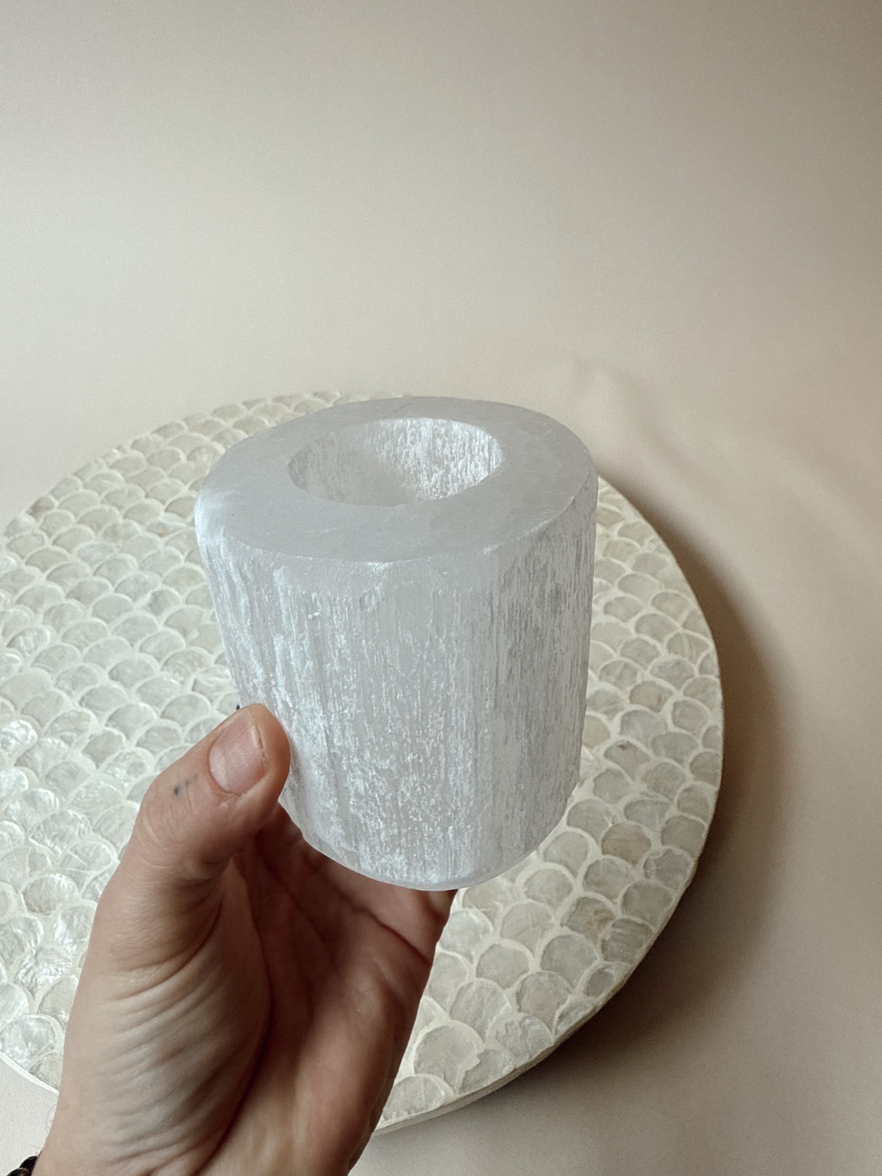 Selenite Votive Holder