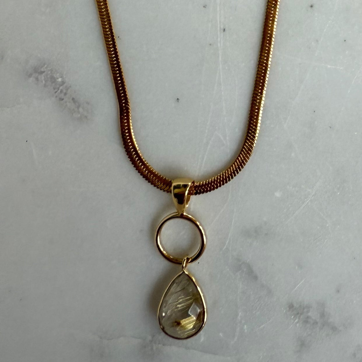 The Mira Drop | Faceted Gemstone Pendant in Gold