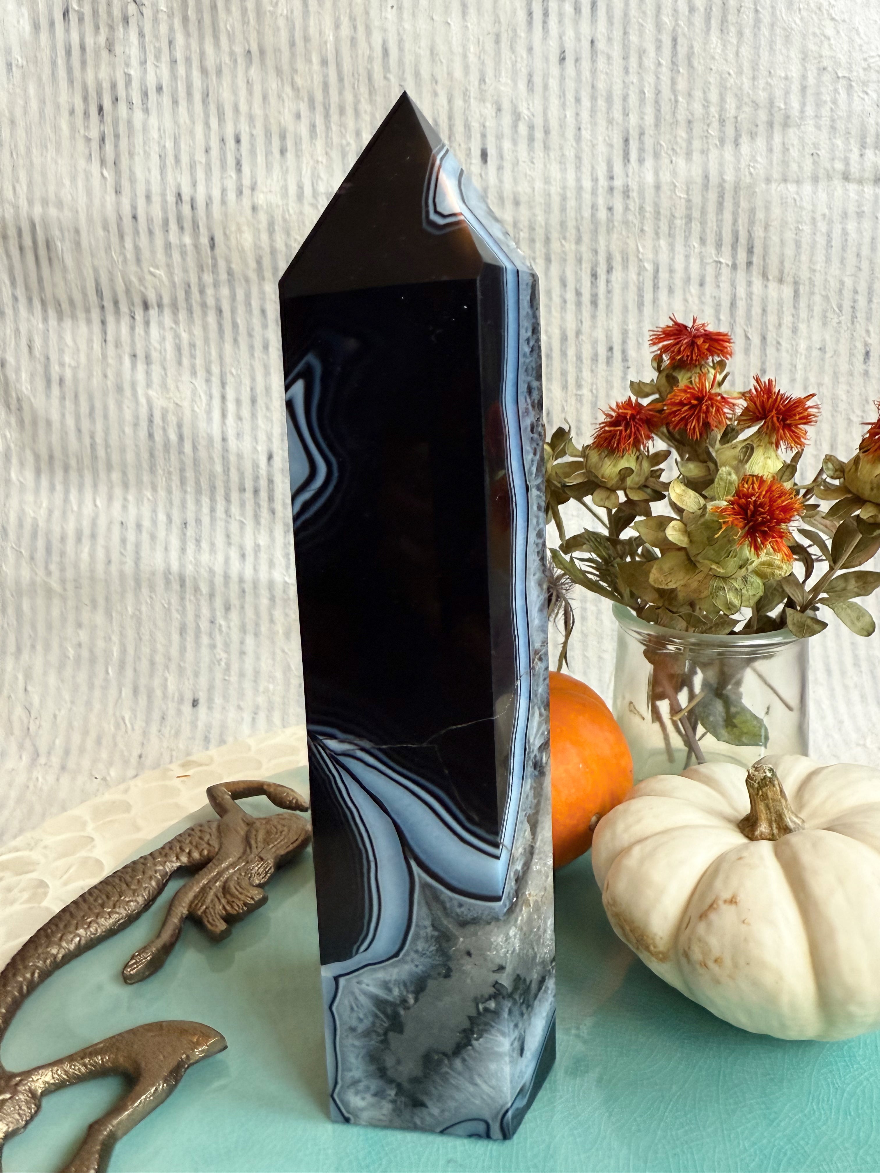 Banded Tuxedo Agate Towers