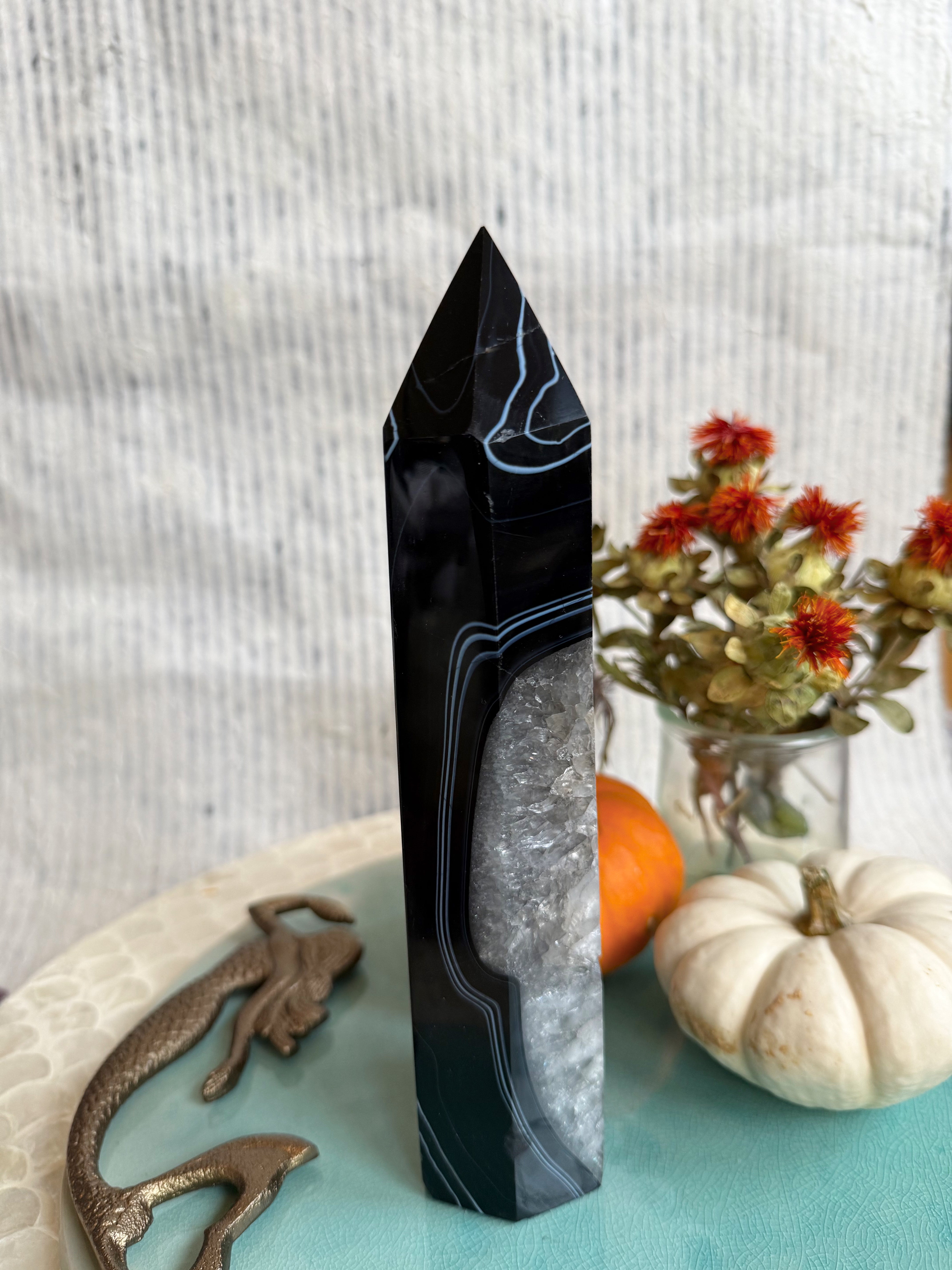 Banded Tuxedo Agate Towers