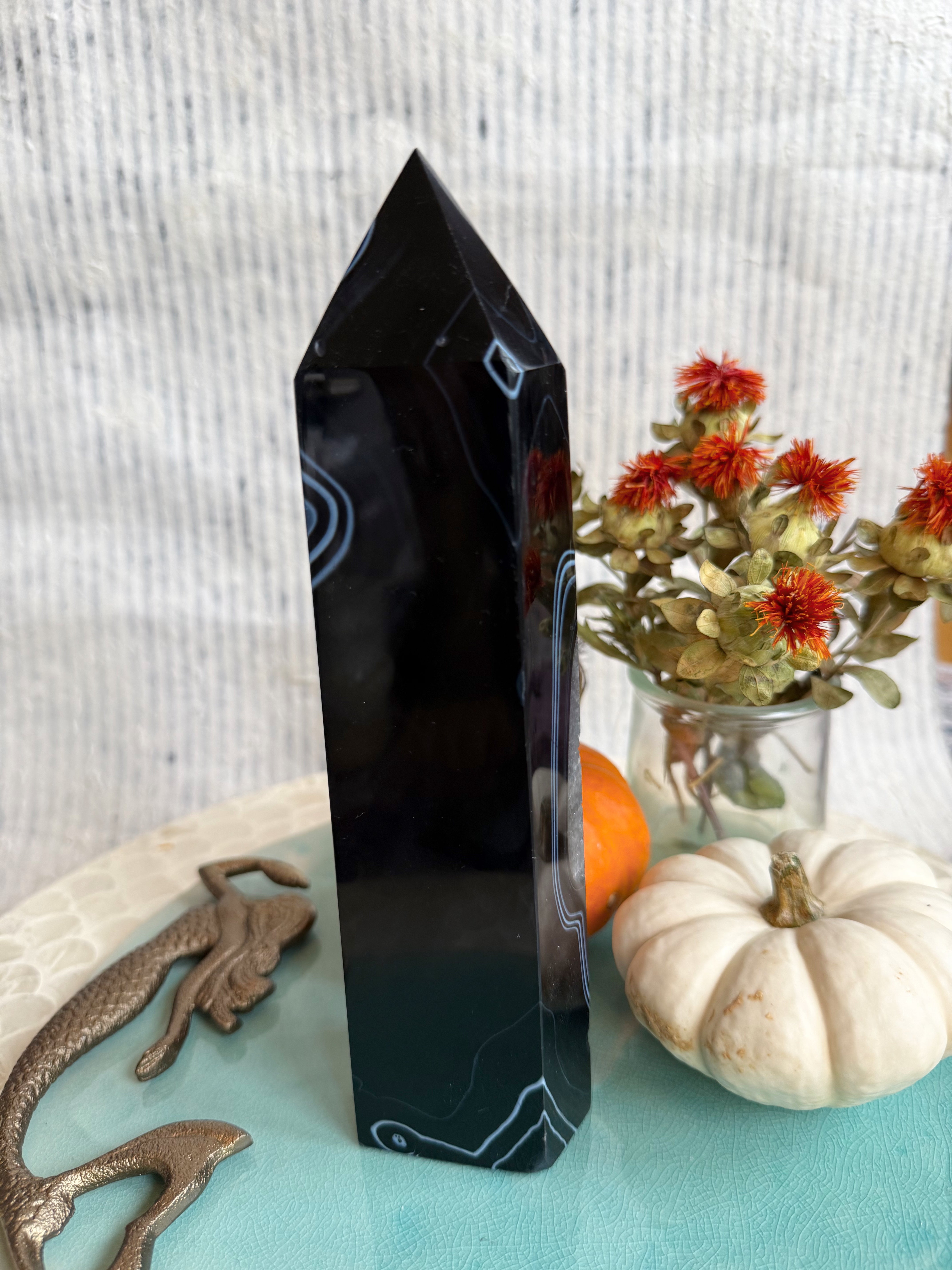 Banded Tuxedo Agate Towers