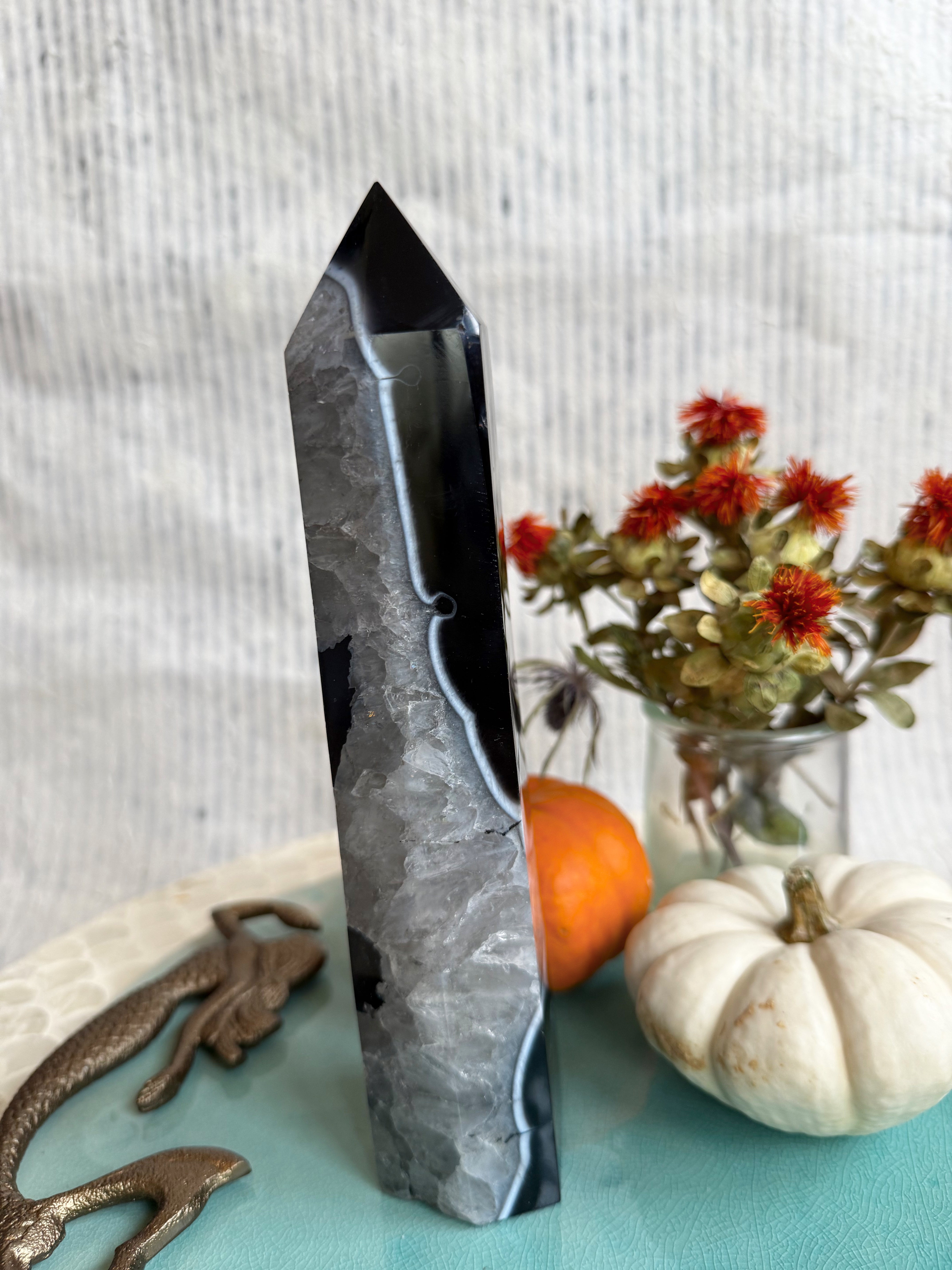 Banded Tuxedo Agate Towers