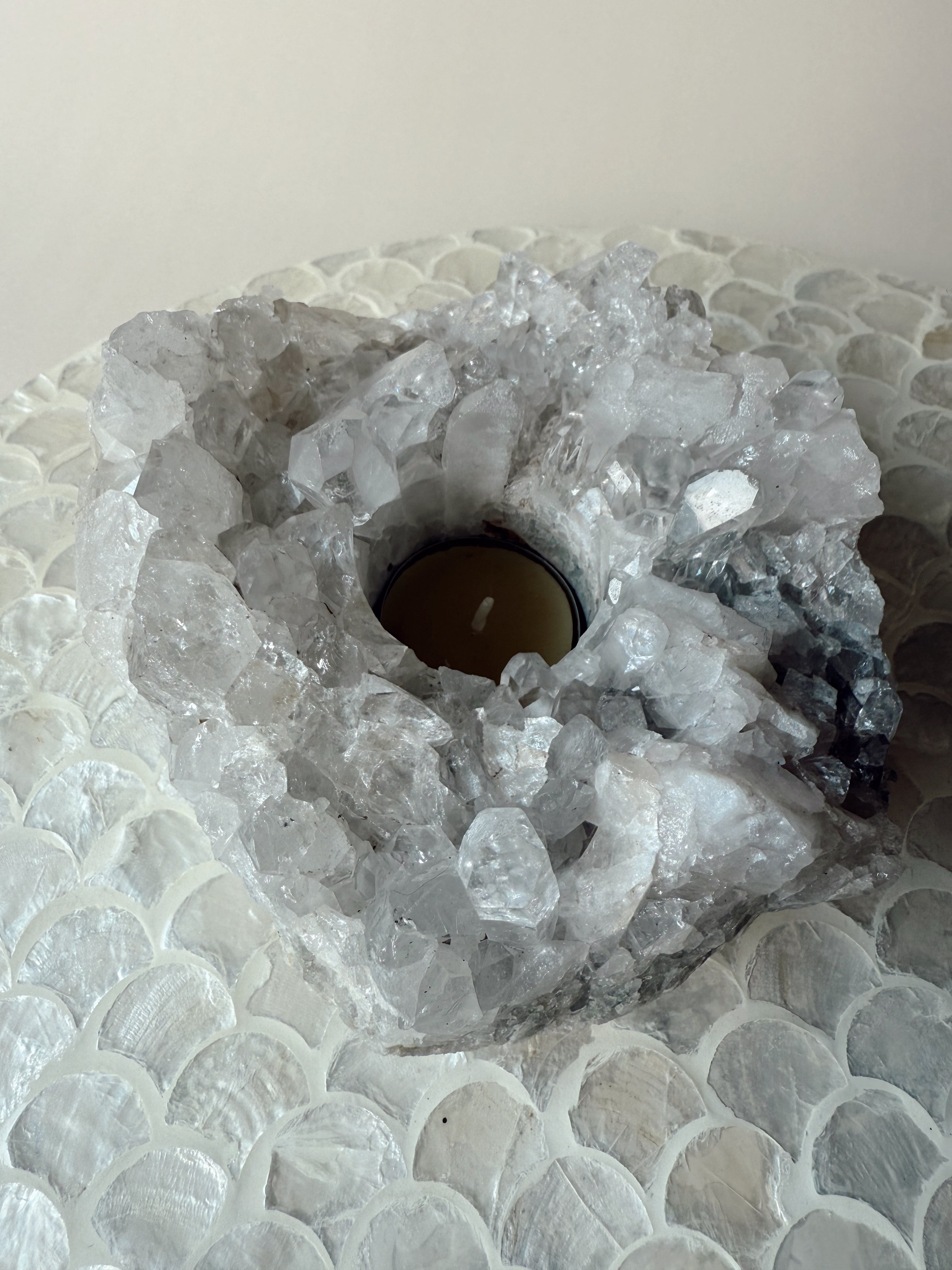 XL Clear Quartz Cluster Votive