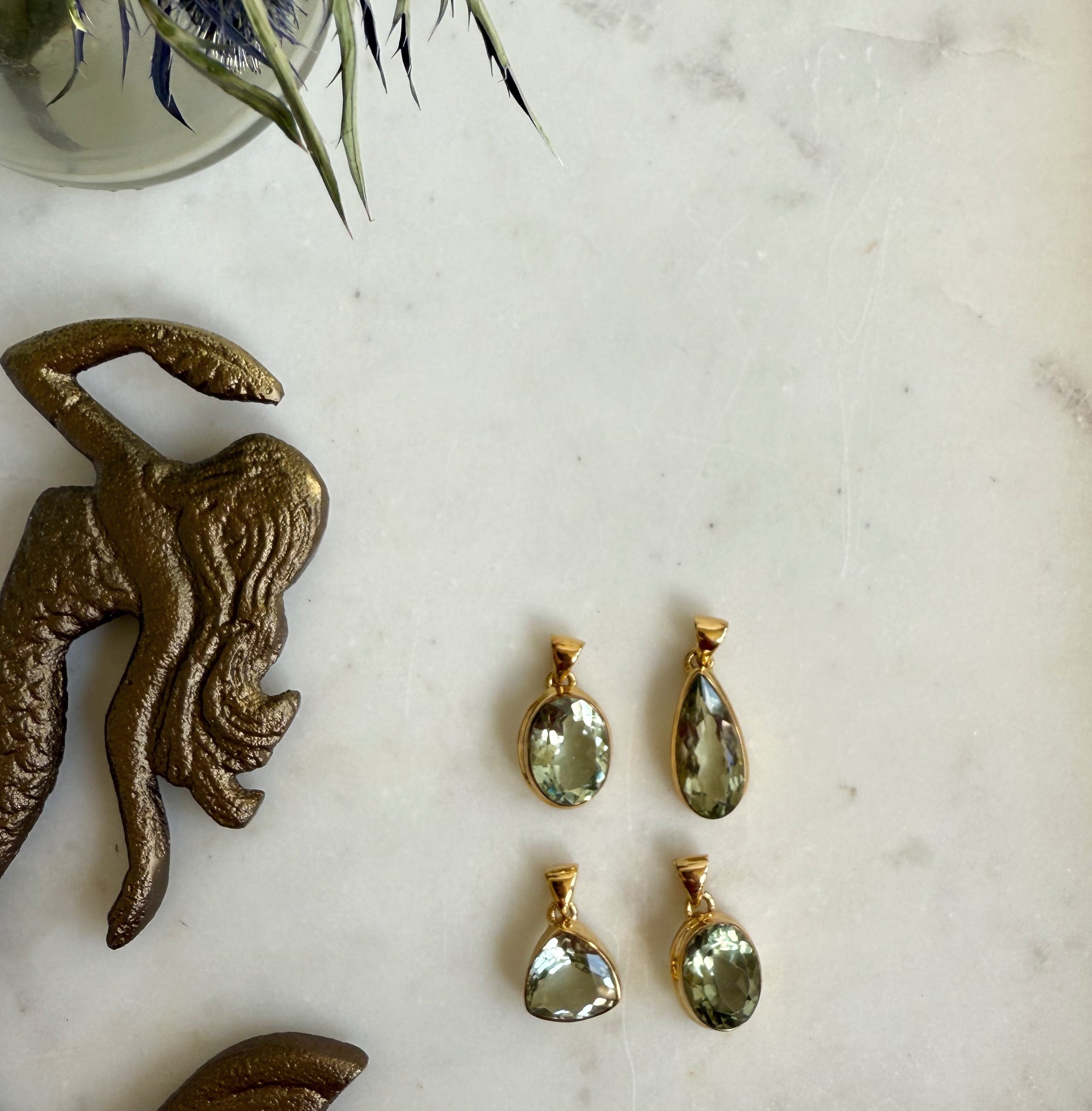 Faceted Peridot Pendant | Gold