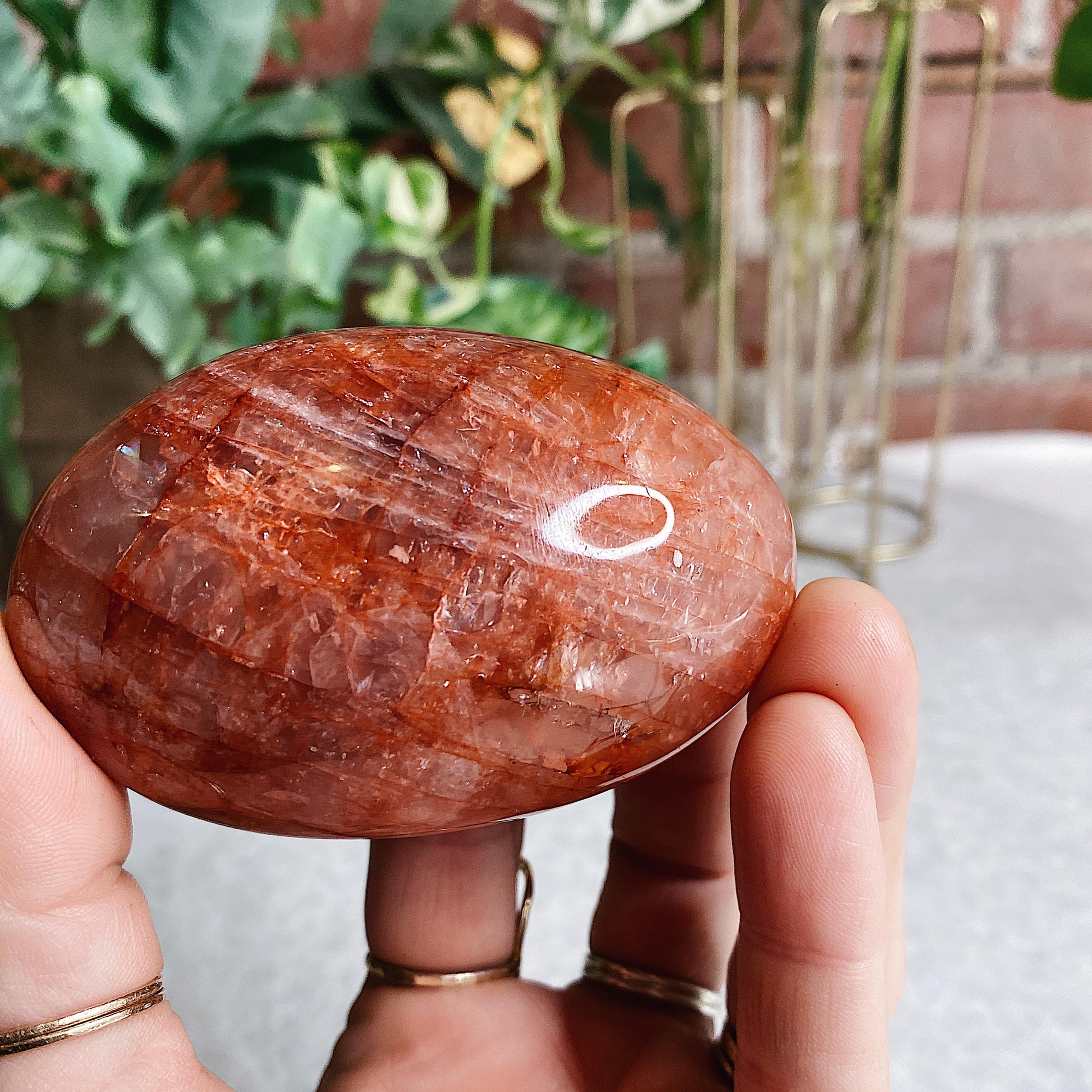 Intuitively Chosen Fire Quartz Palm Stone Wild Alabaster