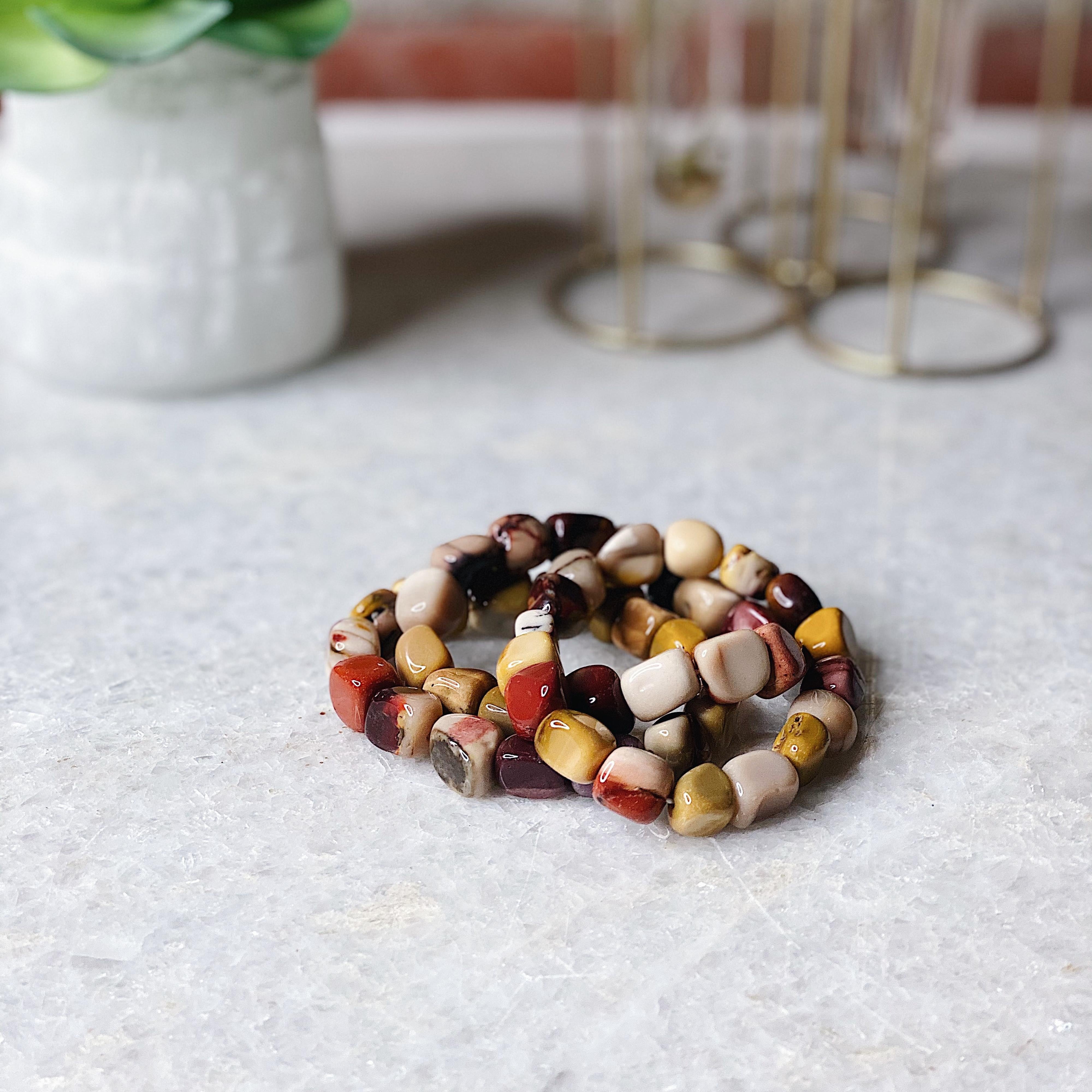 Intuitively Chosen Mookaite Tumble Stone Bracelet Wild Alabaster