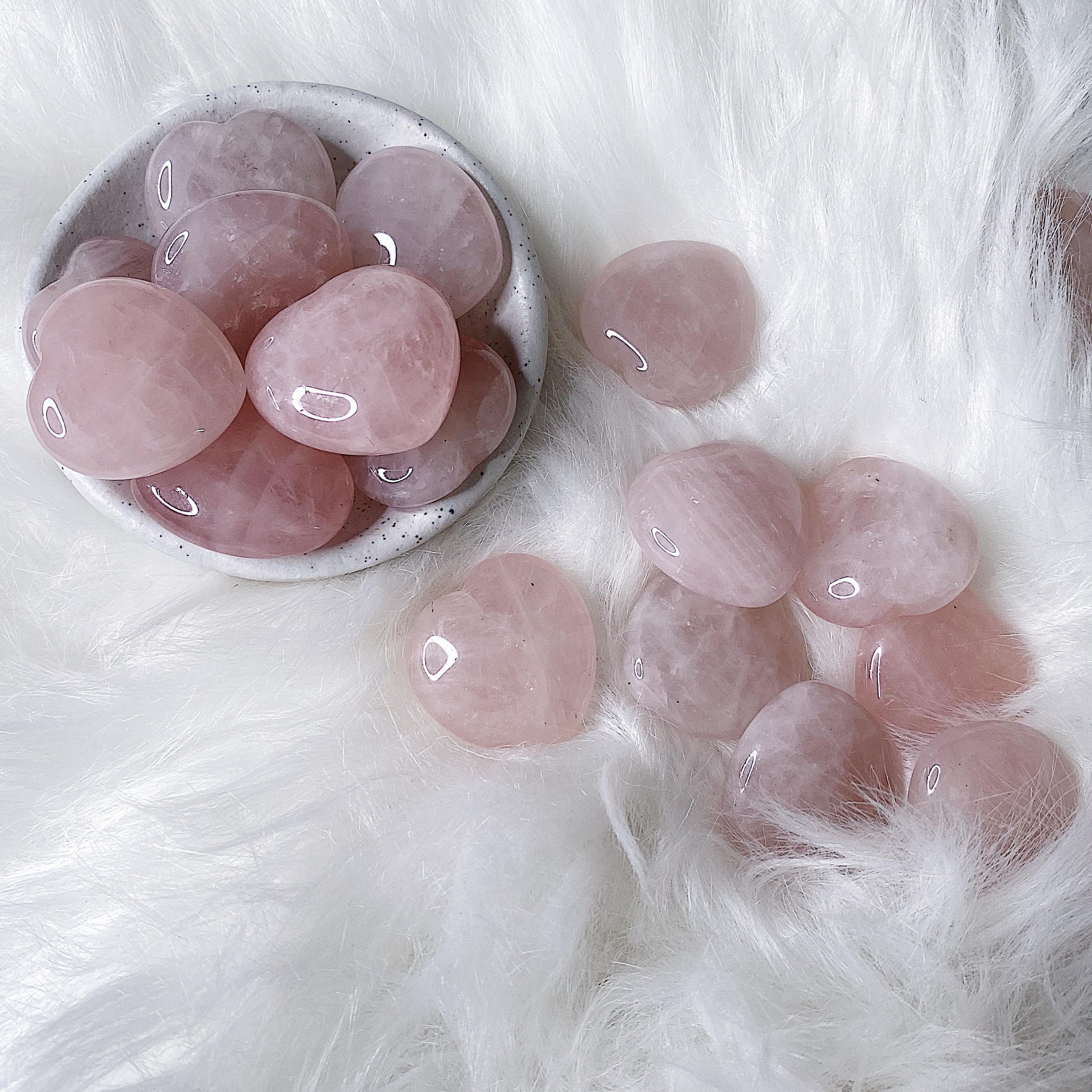 Petite Rose Quartz Pocket Heart Wild Alabaster