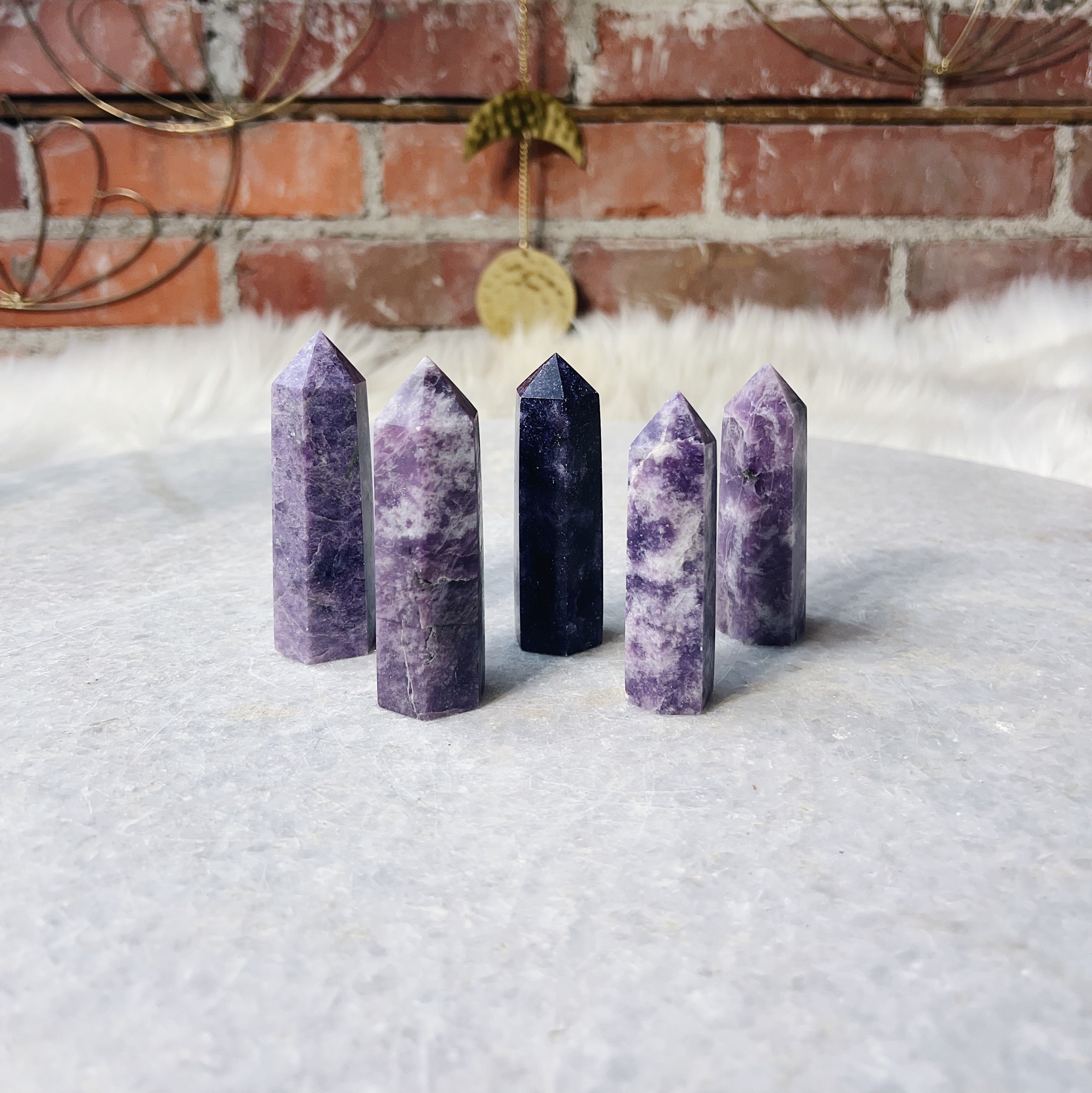 Intuitively Chosen Lepidolite 3-4" Small Tower Wild Alabaster