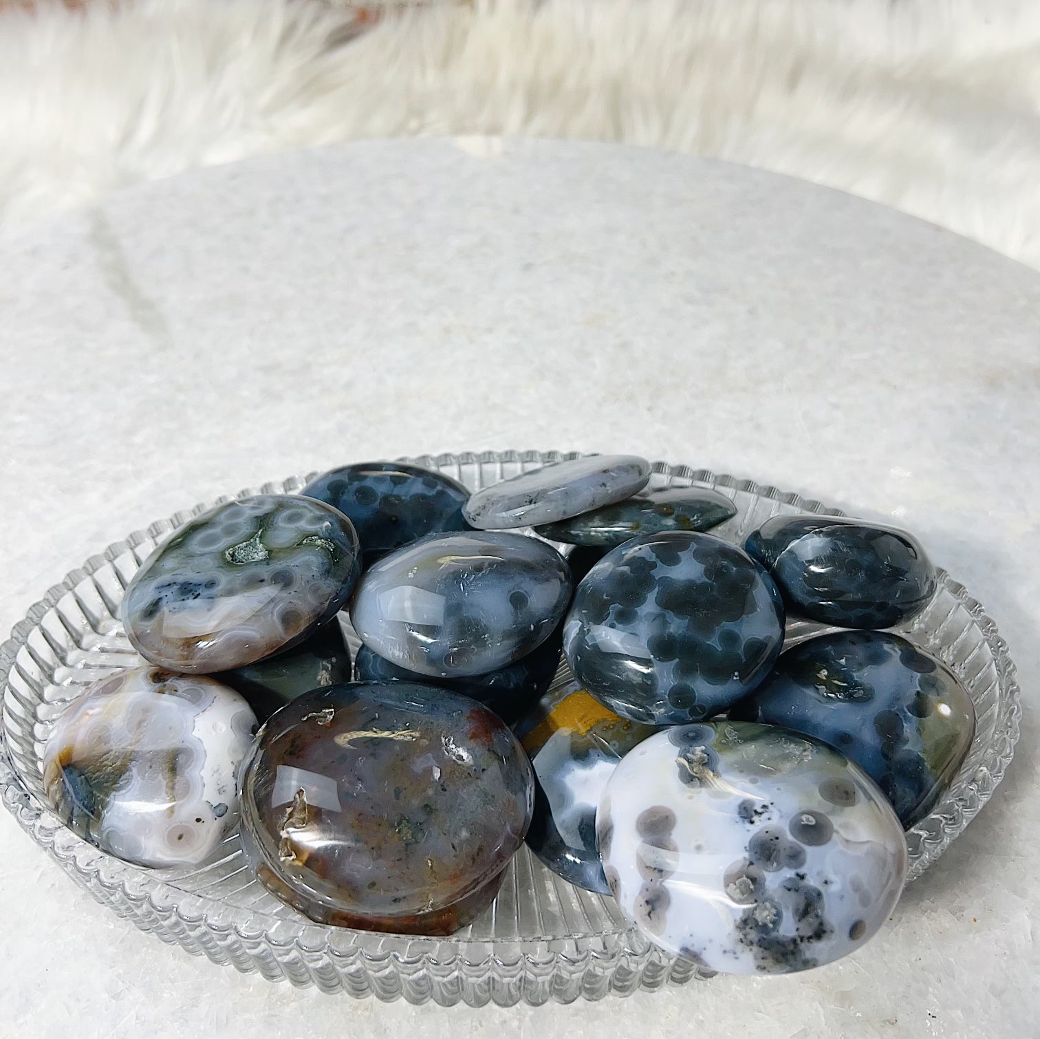 Intuitively Chosen Ocean Jasper First Quality 8th Vein Palm Stone Wild Alabaster