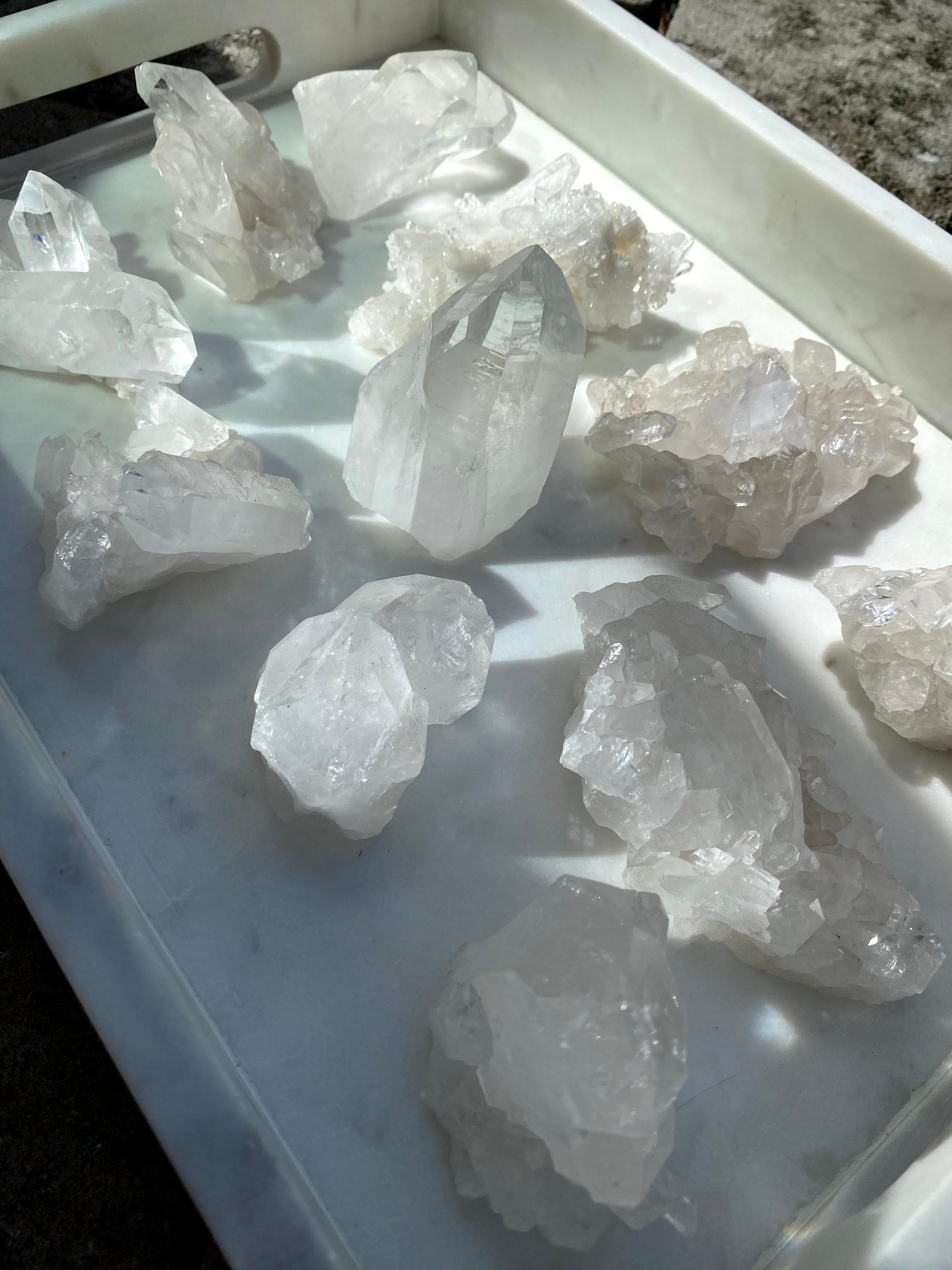 Intuitively Chosen Small Clear Quartz Cluster Wild Alabaster