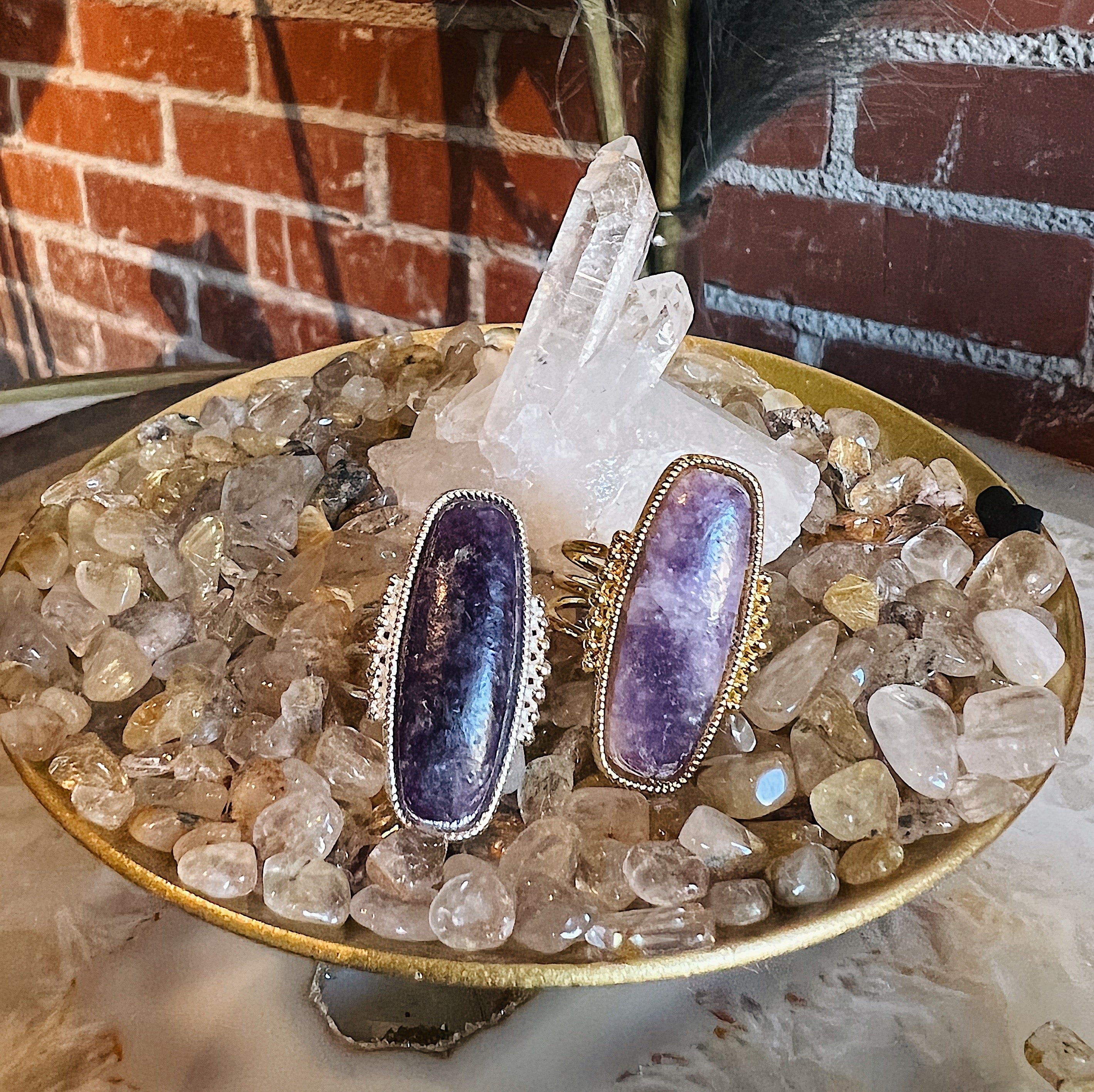 Intuitively Chosen Wood + Oils Lepidolite Ring Wild Alabaster