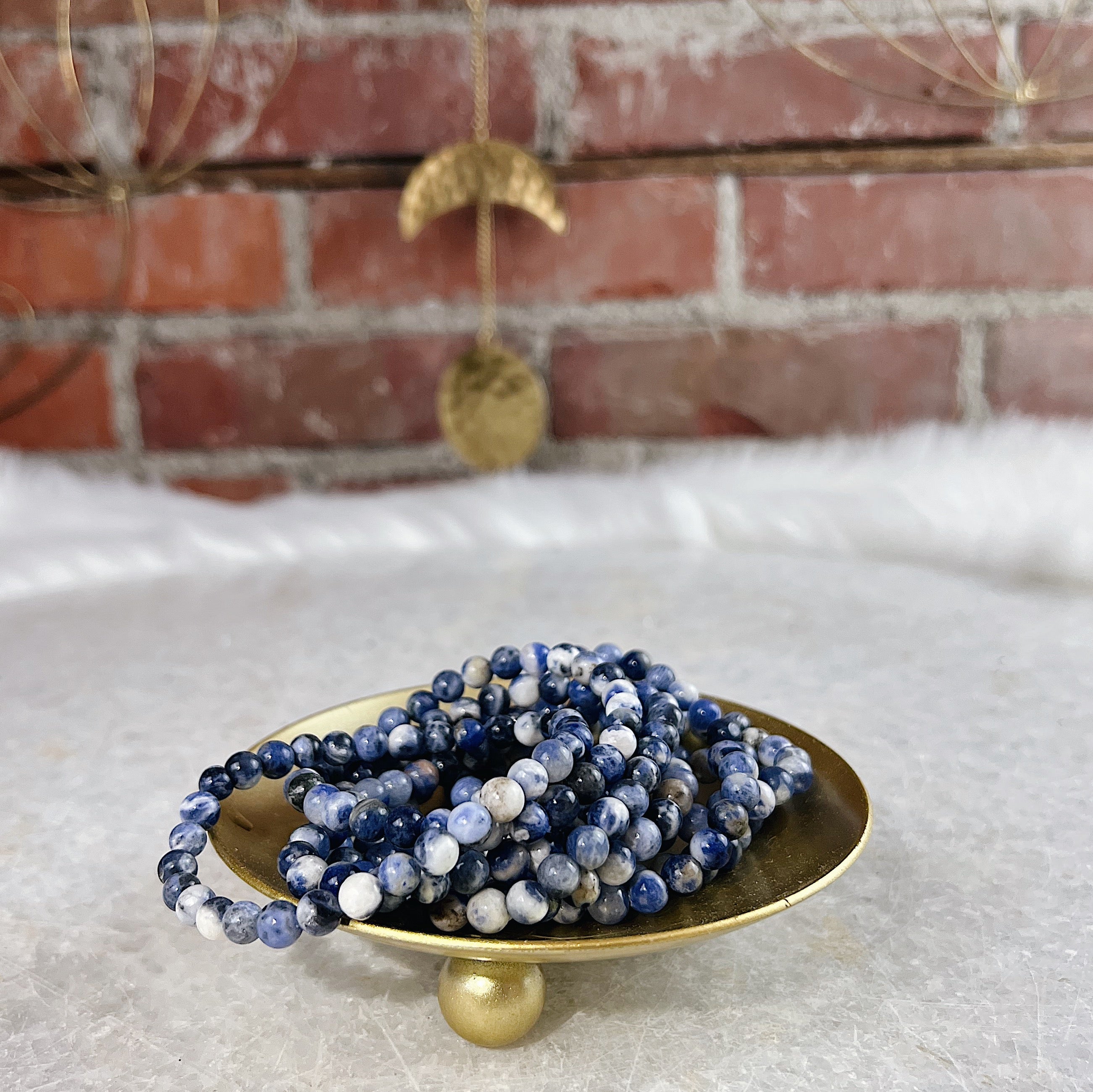 Intuitively Chosen Sodalite Round Stone Bracelet Wild Alabaster