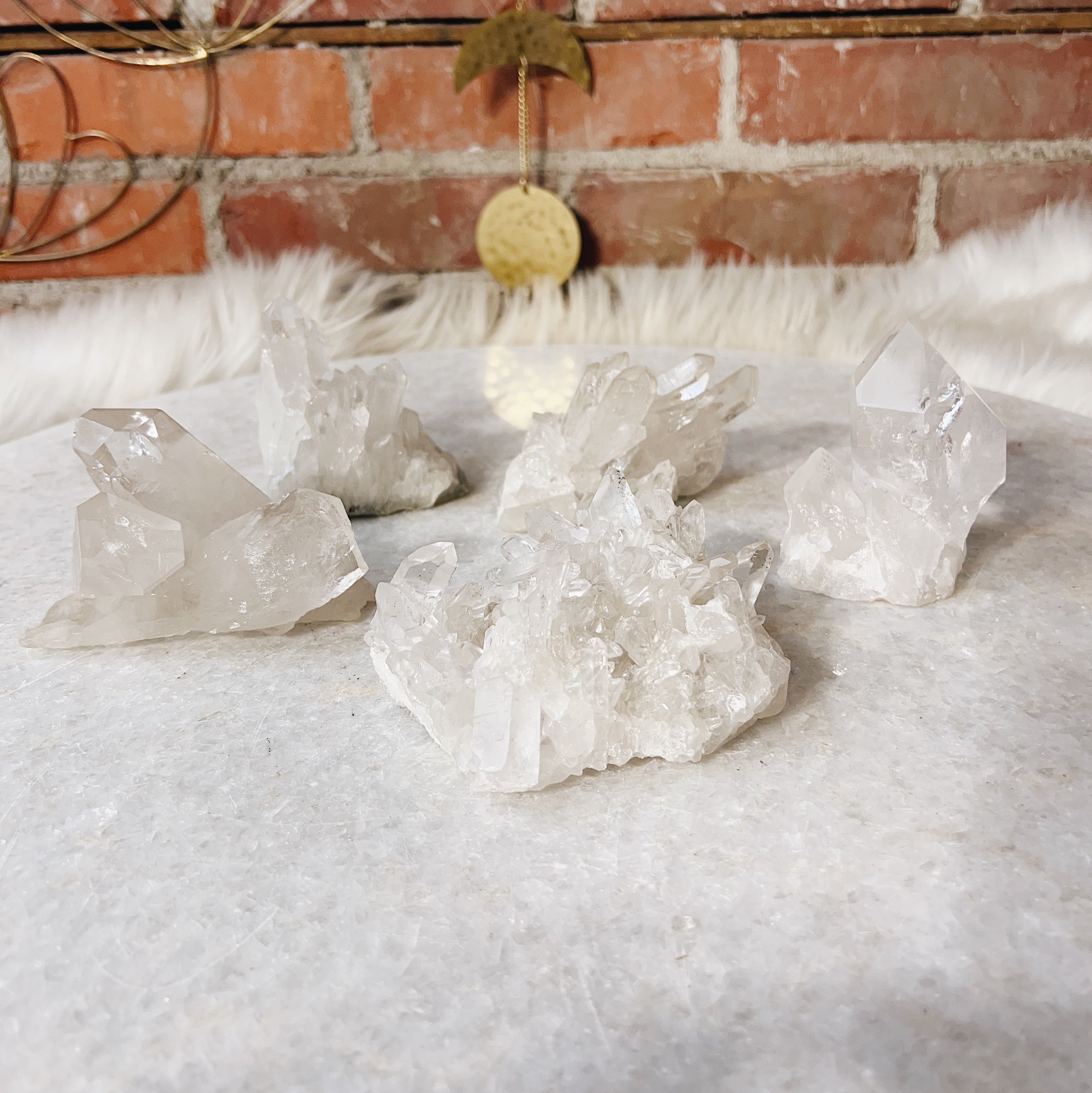 Intuitively Chosen Medium Clear Quartz Cluster Wild Alabaster