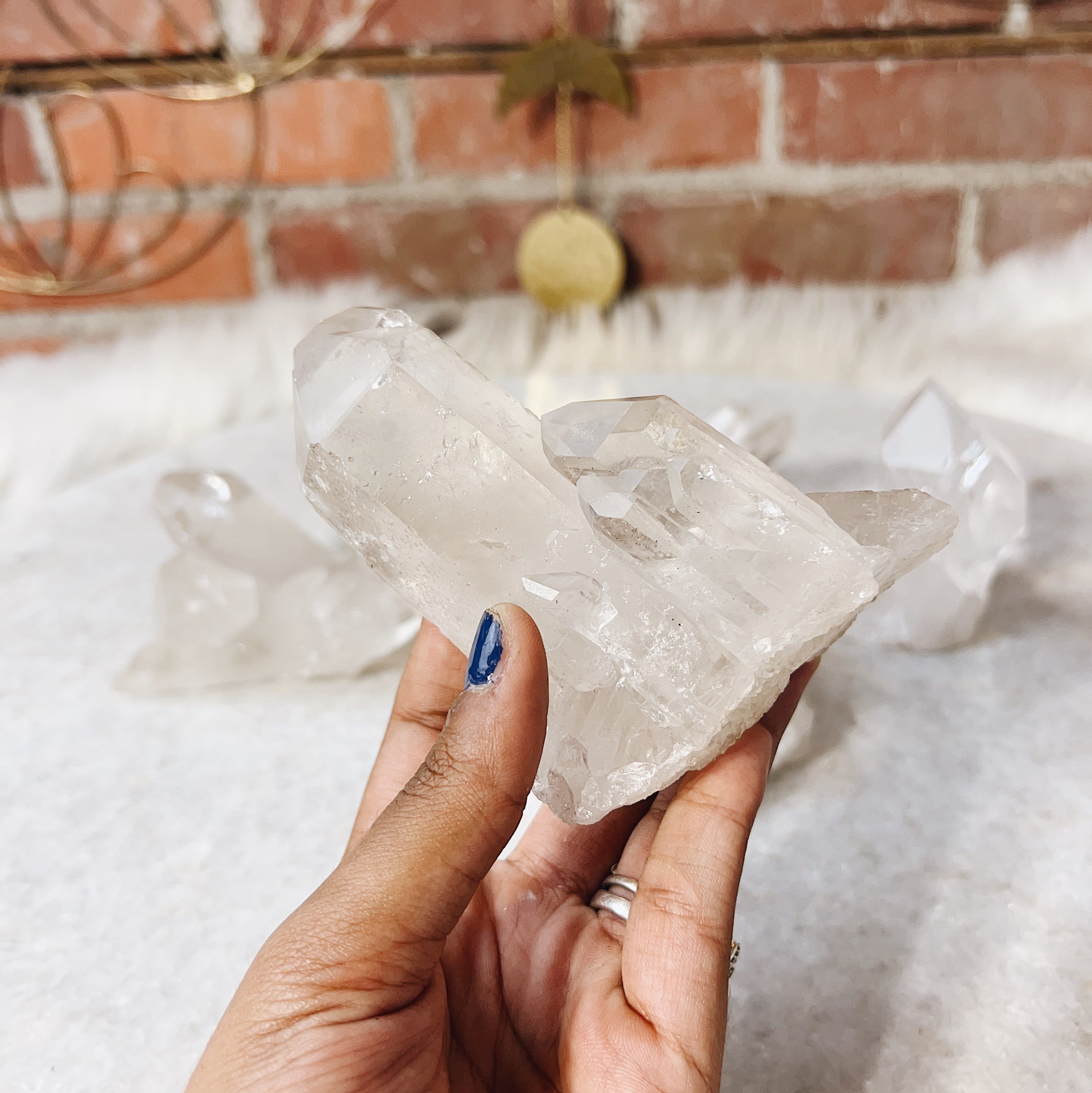 Intuitively Chosen Medium Clear Quartz Cluster Wild Alabaster