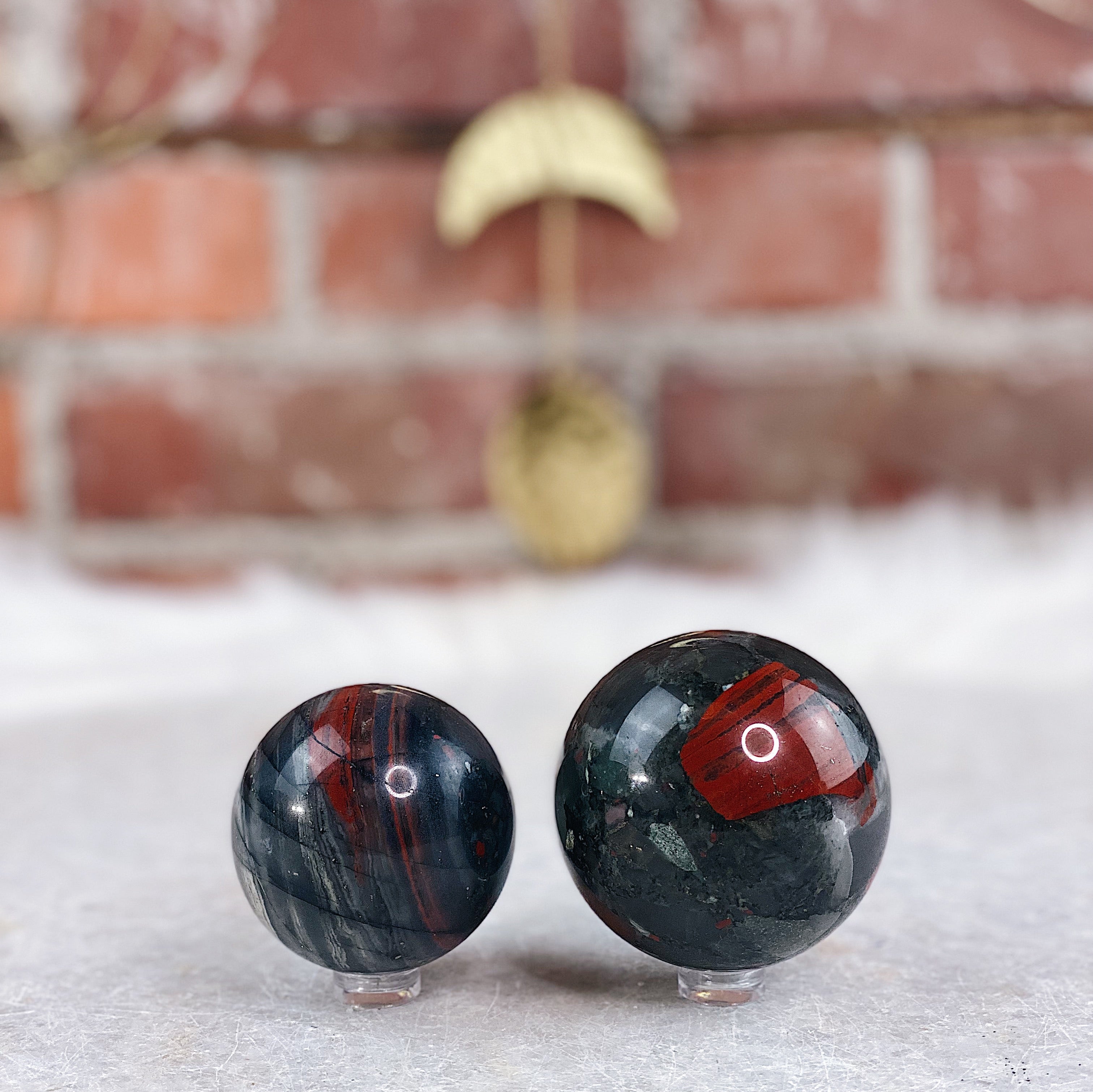 Intuitively Chosen Bloodstone Sphere Wild Alabaster