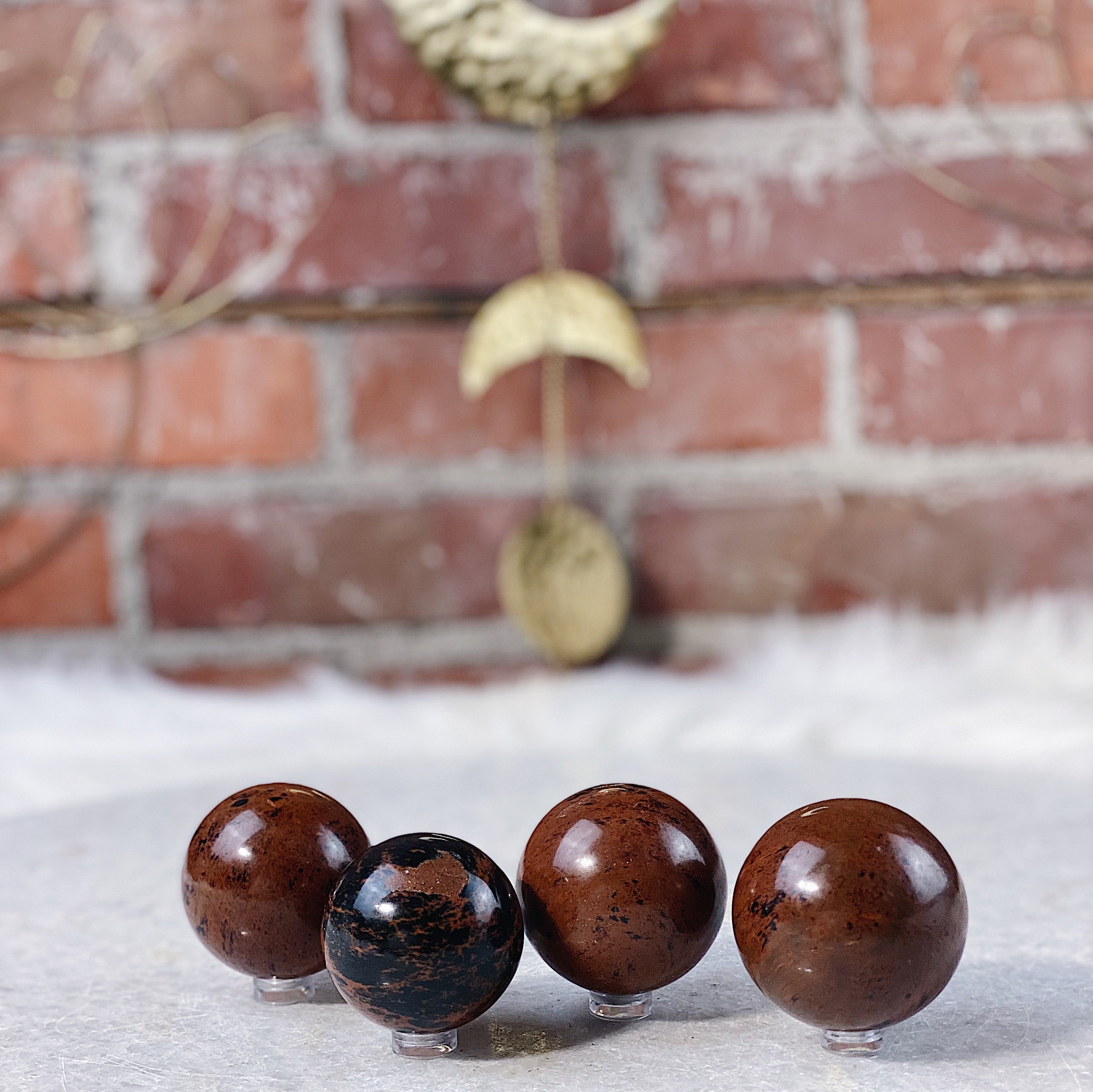 Intuitively Chosen Small Mahogany Obsidian Sphere Wild Alabaster