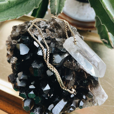 Luxe 14k Gold Clear Quartz Necklace Wild Alabaster