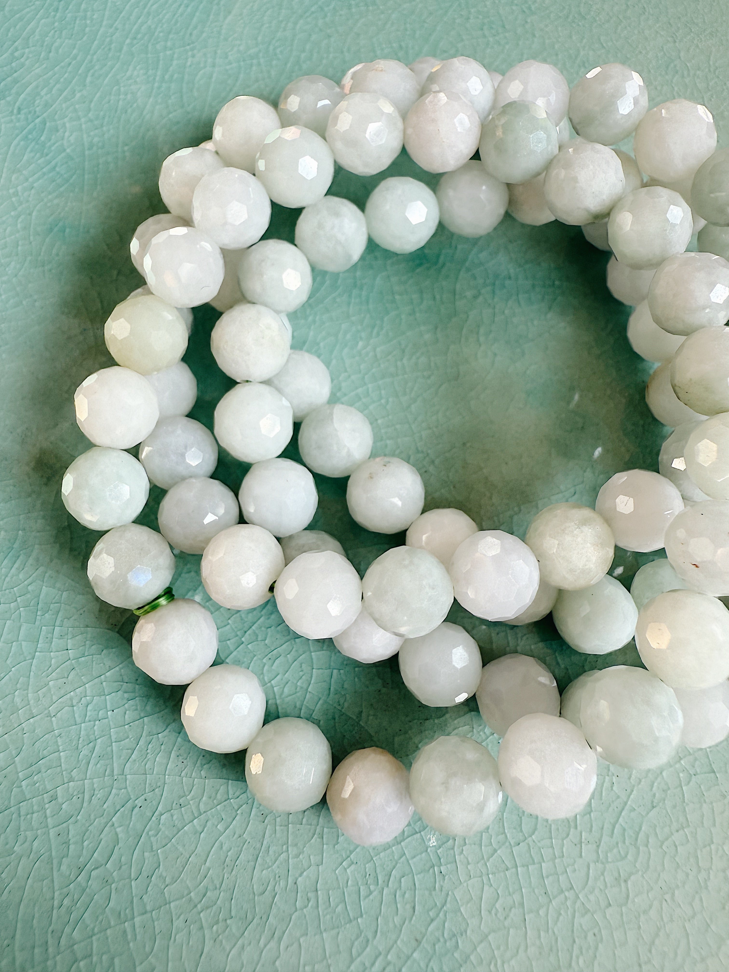 Faceted Sea Foam Jade Bracelet