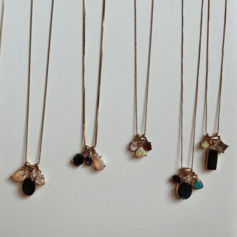 Dainty Faceted Gemstone Pendants | Gold Wild Alabaster