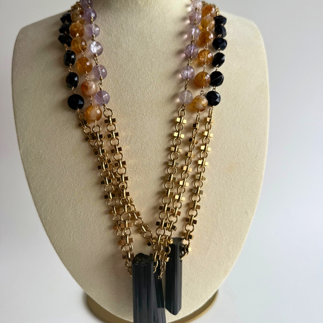 The McMillan Necklace | Black Tourmaline + Gemstone