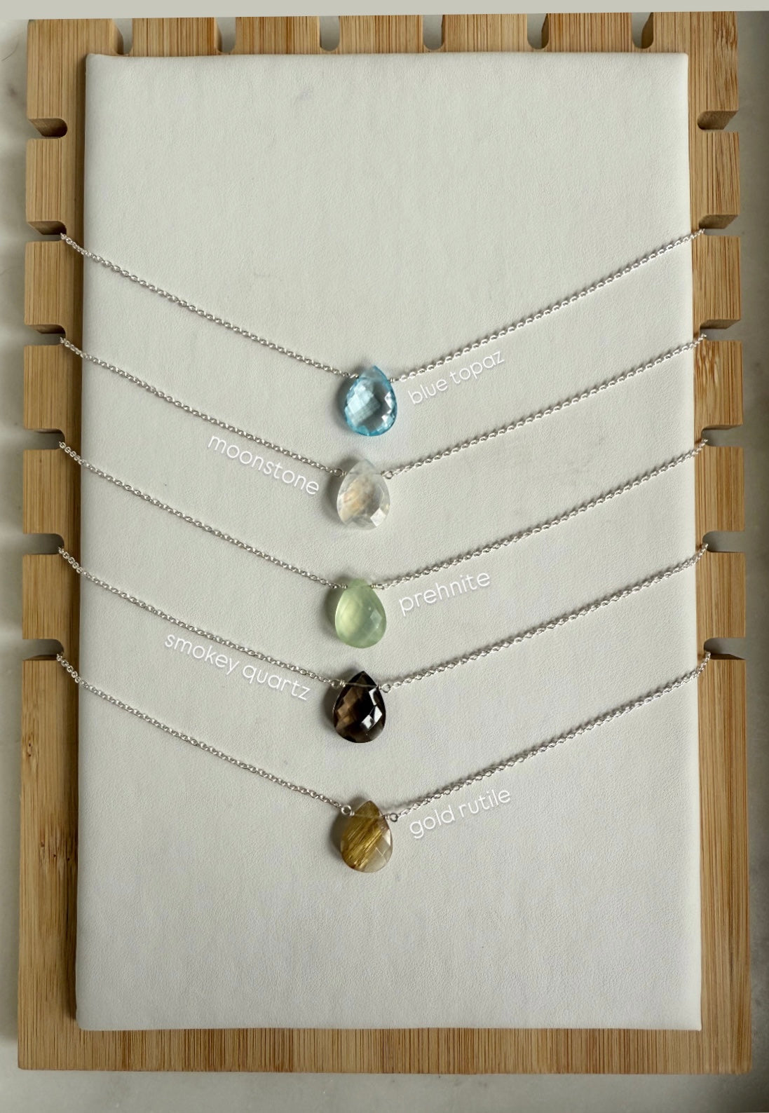 Luna Drop Necklace – Delicate Gemstone Pendant in Gold or Silver