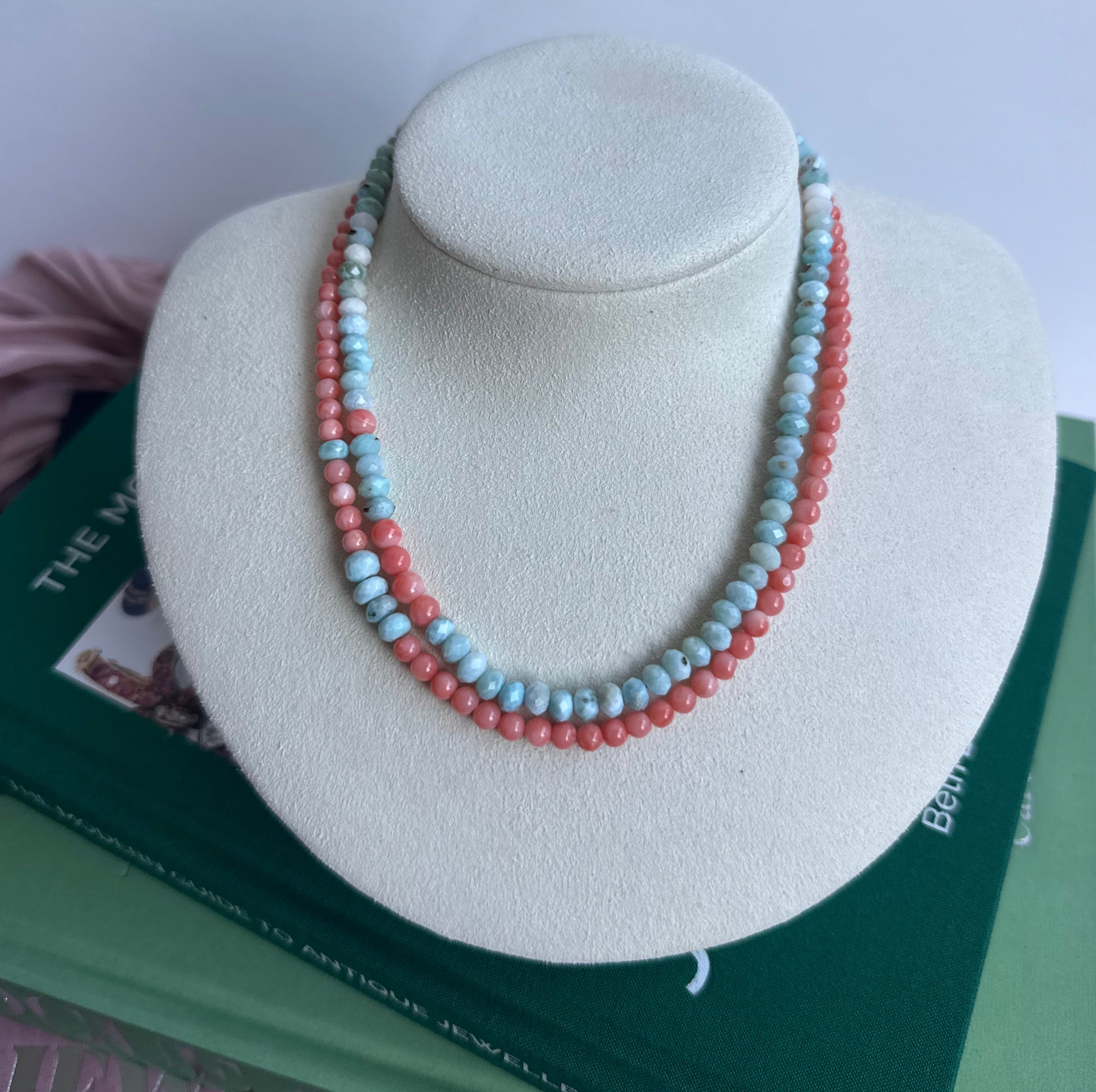 The Capri Necklace | Italian Coral + Larimar