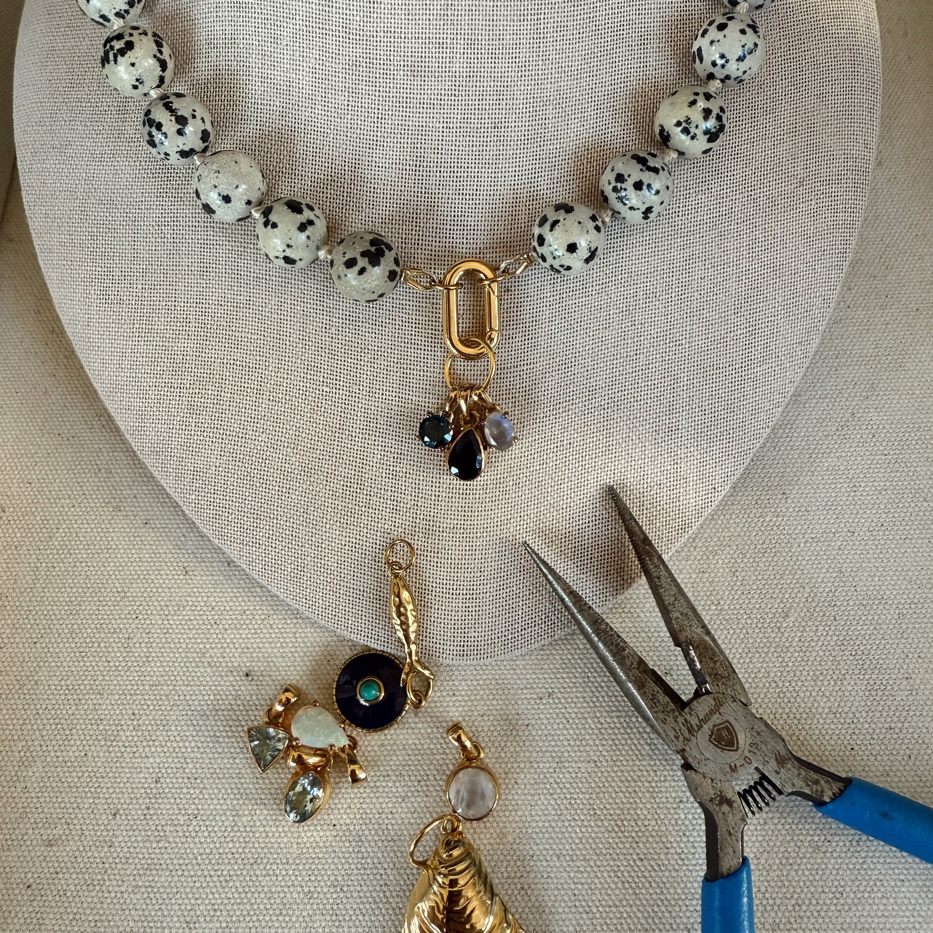 Doris Necklace with Knotted Silk and Stone Beads