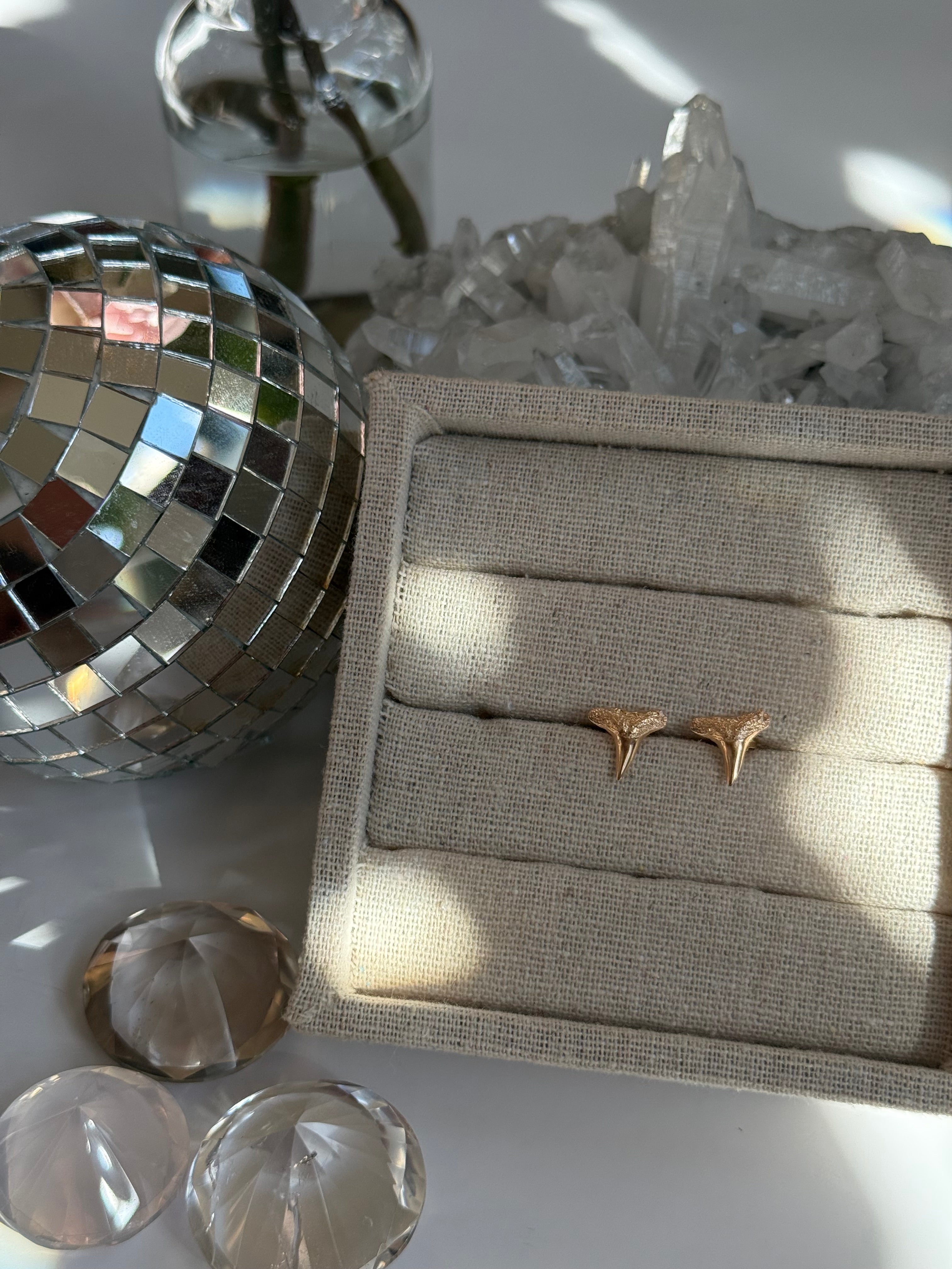 14k Solid Gold Shark Teeth Earrings Wild Alabaster