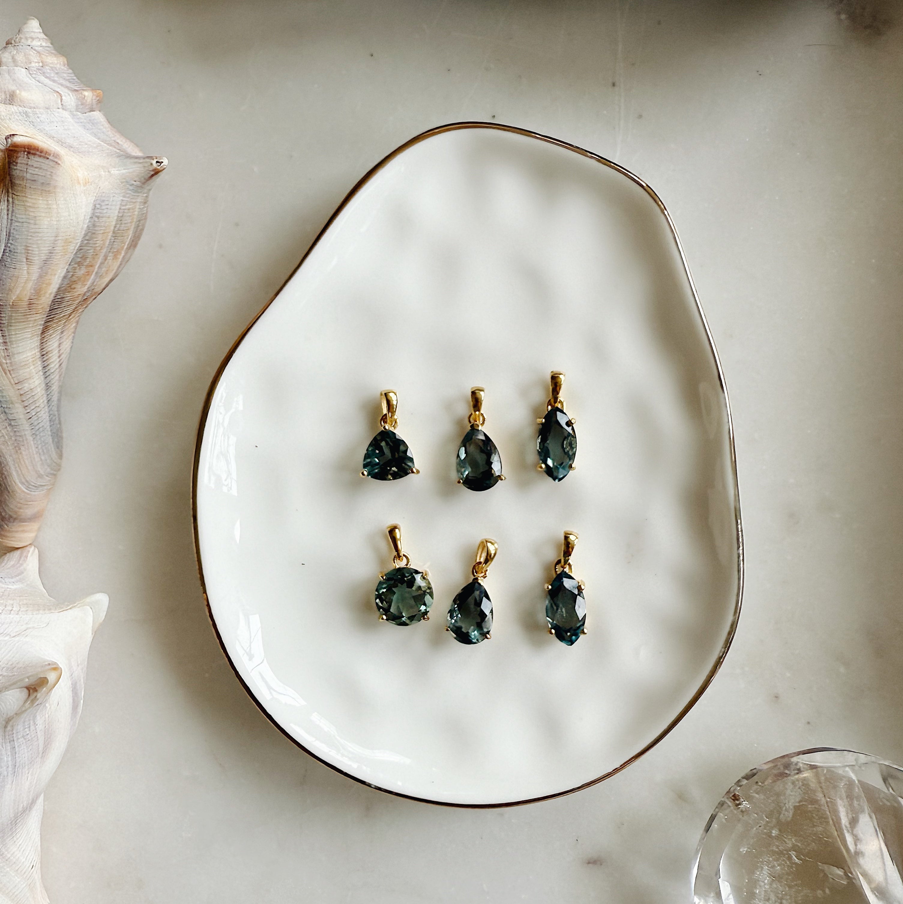 Faceted Belgian Fluorite Pendant | Gold