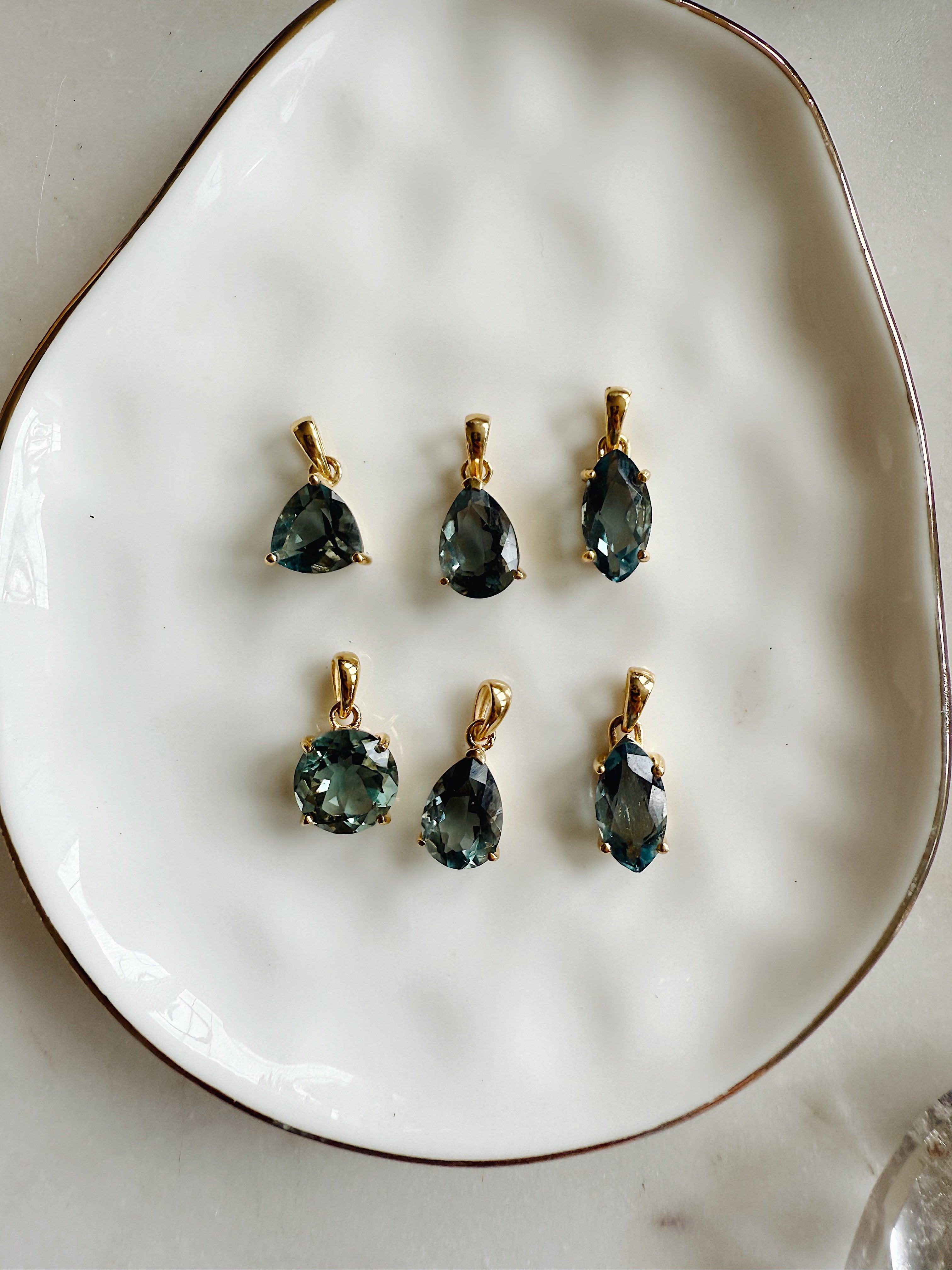 Faceted Belgian Fluorite Pendant | Gold