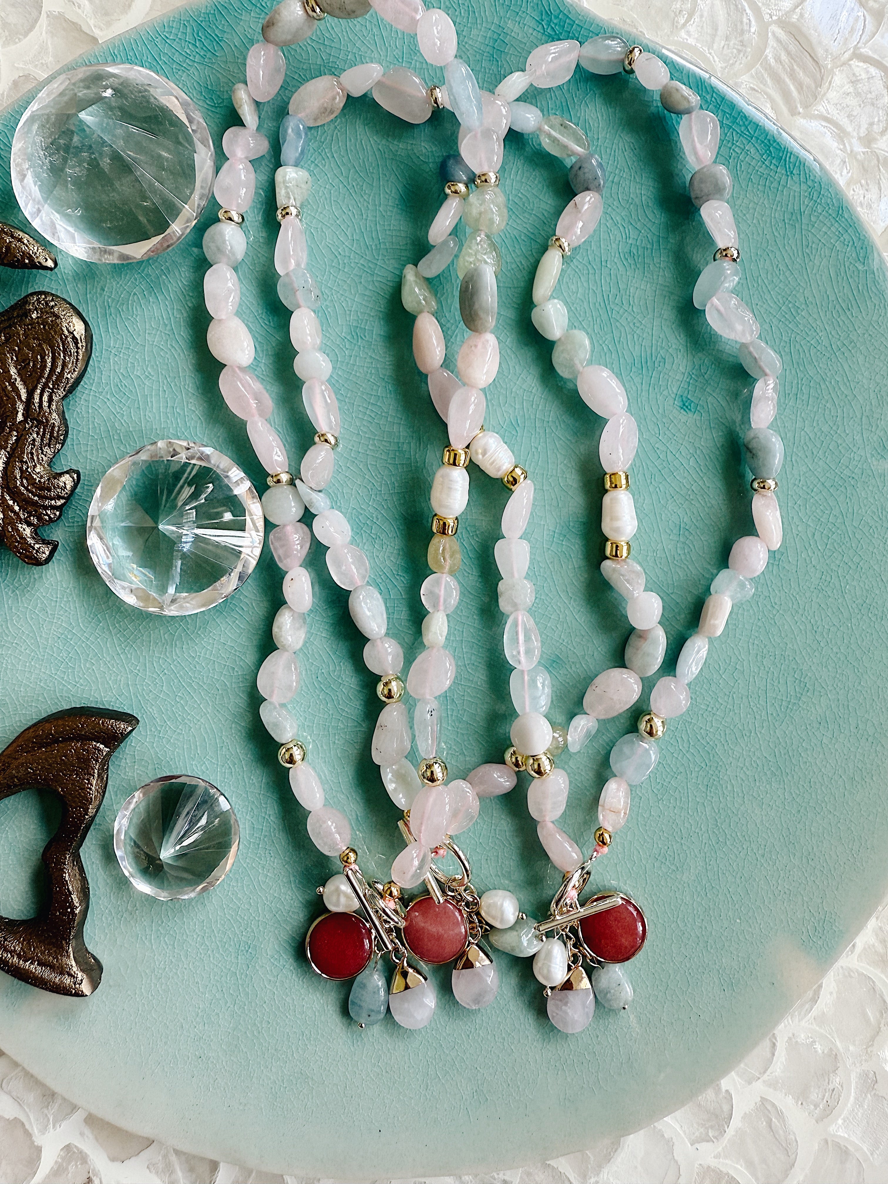 The Myrtille Necklace | Morganite & Freshwater Pearl
