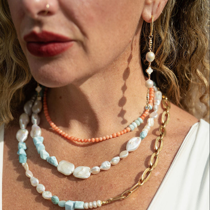 The Esme Necklace | Larimar + Pearl
