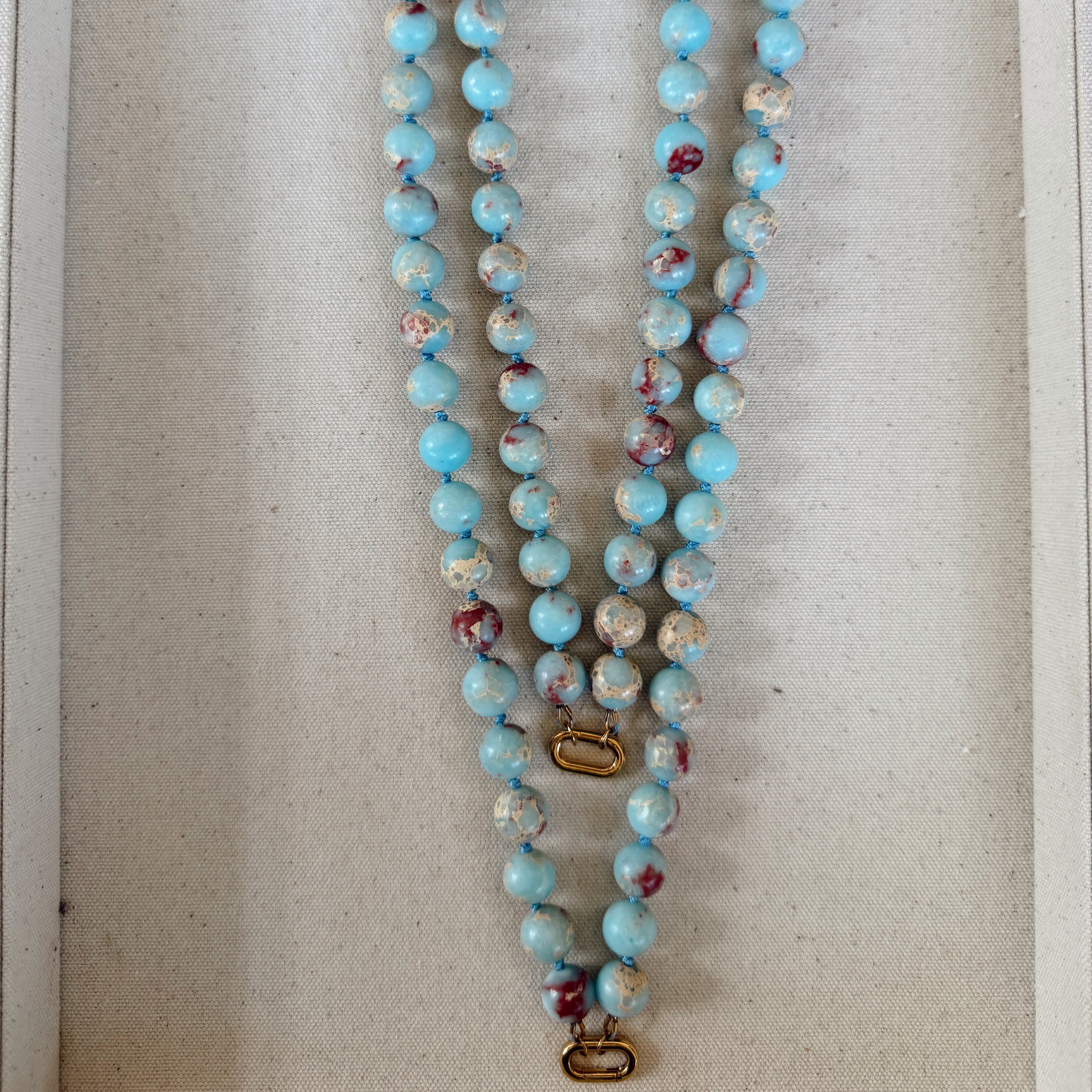 Doris Necklace with Knotted Silk and Stone Beads