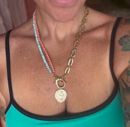 The Estelle Necklace | Italian Coral + Larimar