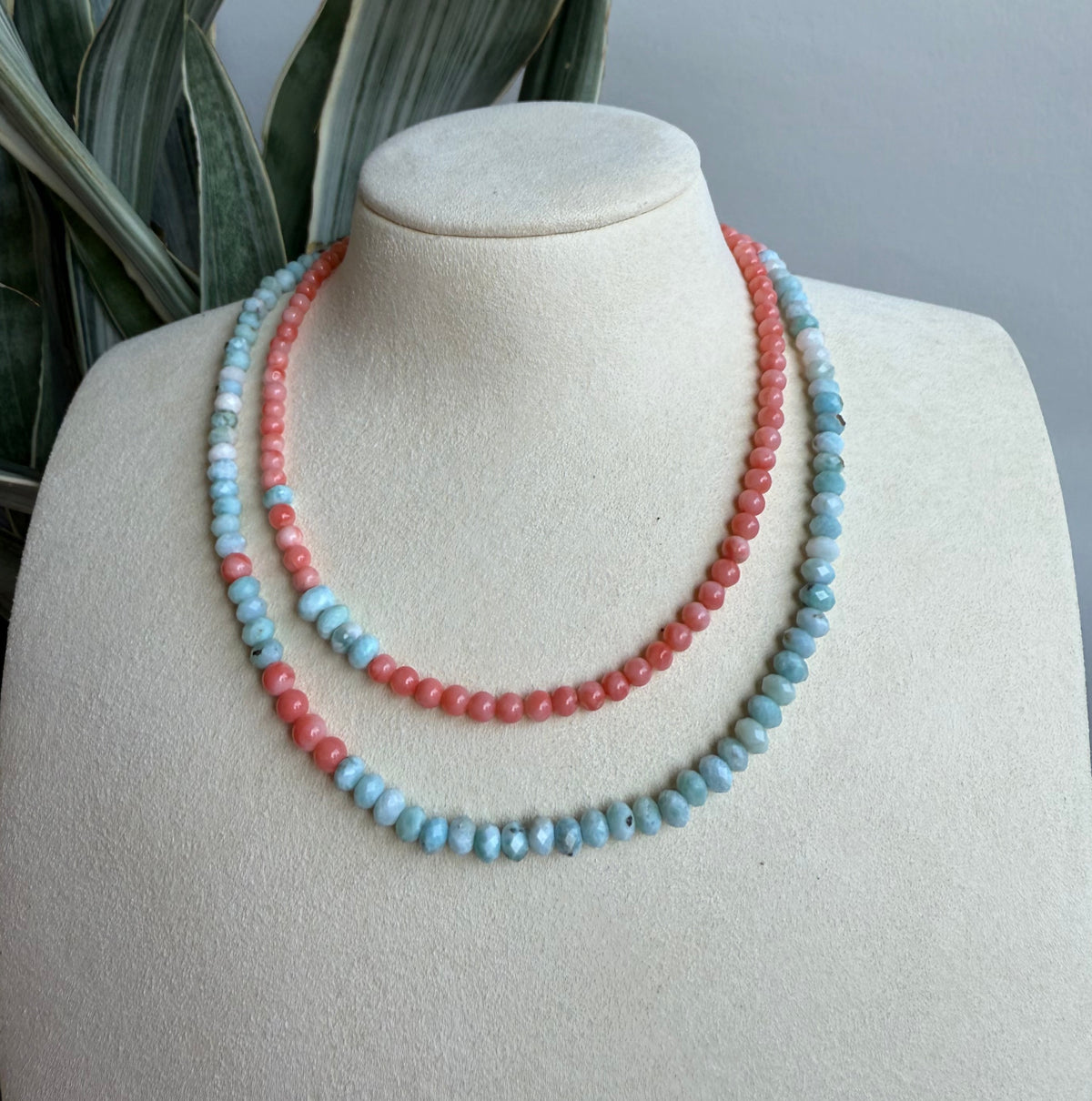 The Capri Necklace | Italian Coral + Larimar