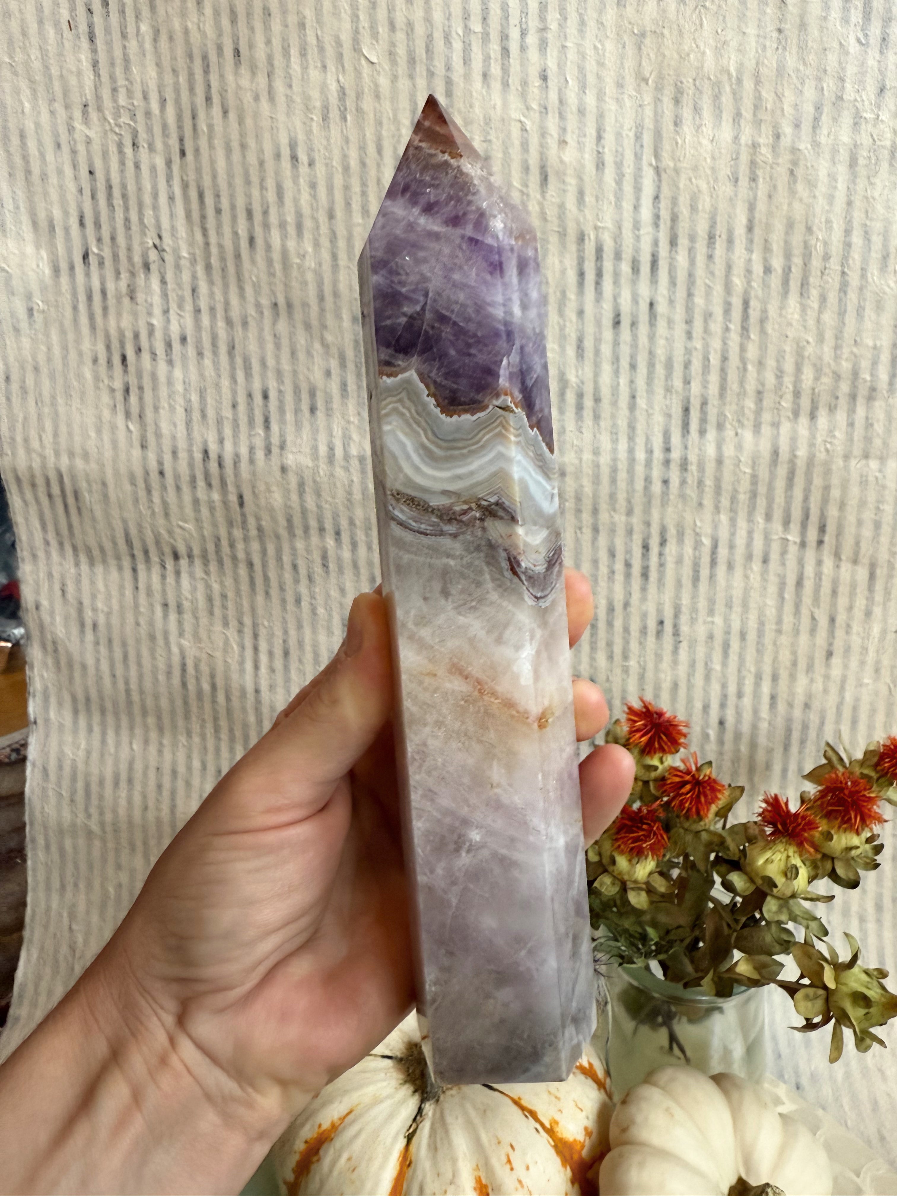 Banded Agate + Amethyst Towers