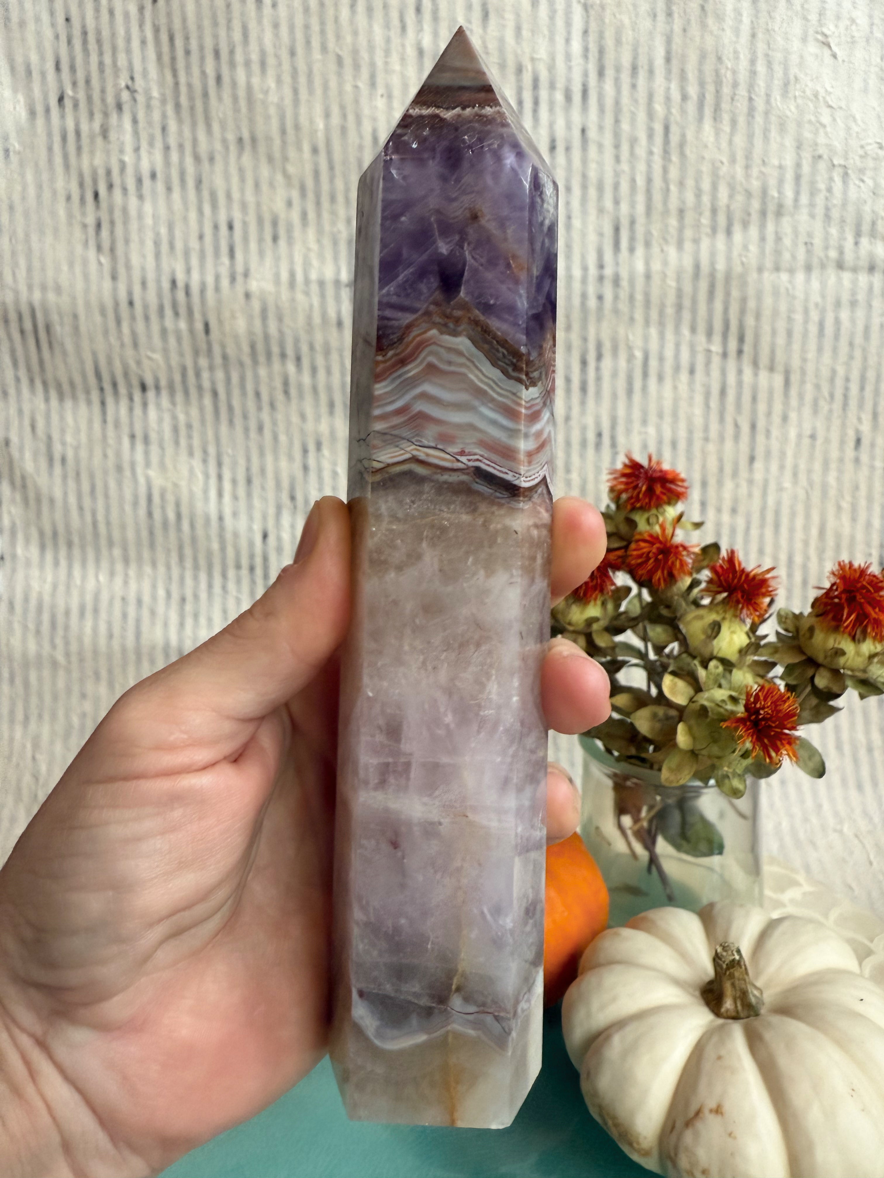 Banded Agate + Amethyst Towers