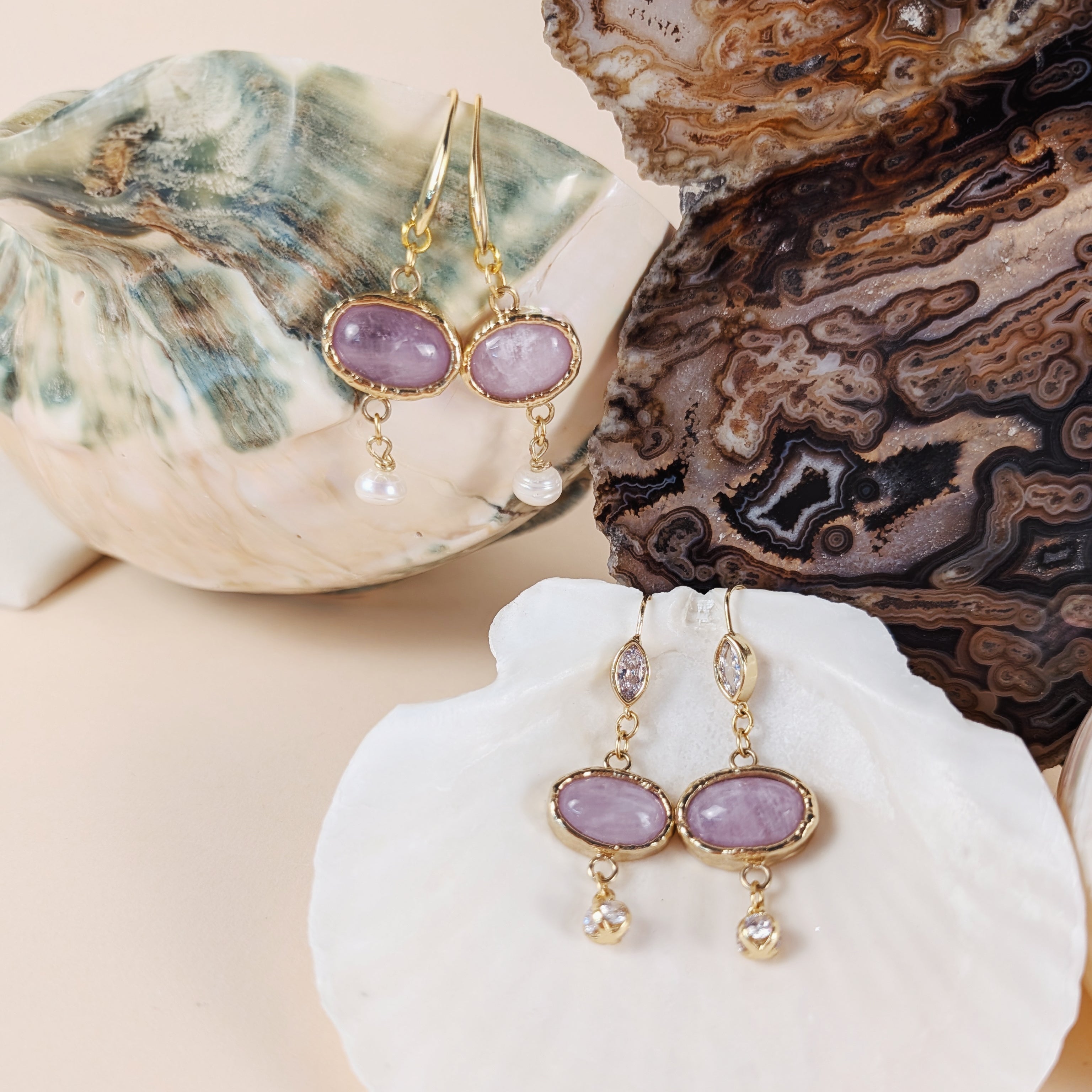 Louisa Earrings | Bezel Kunzite