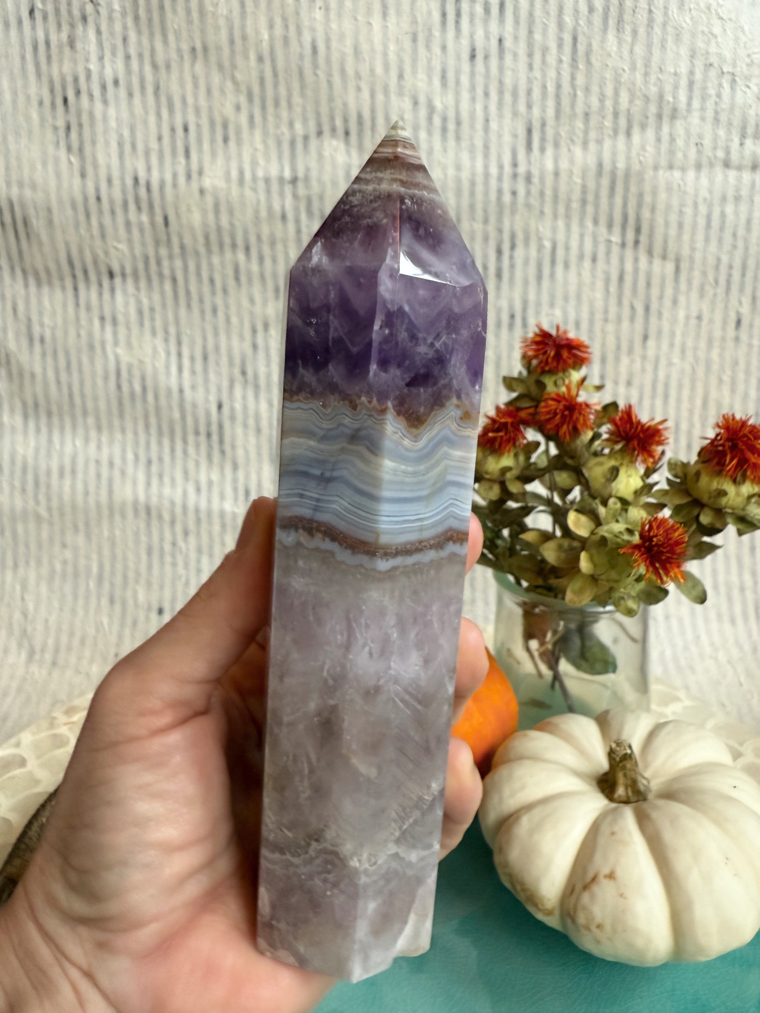 Banded Agate + Amethyst Towers