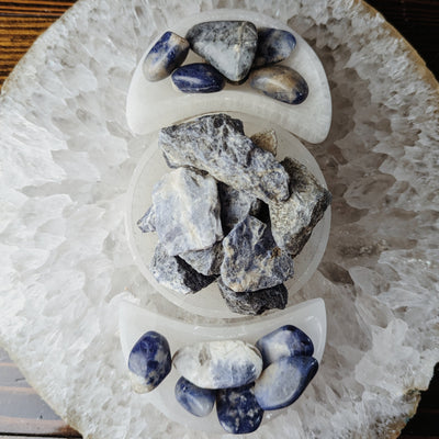 Intuitively Chosen Sodalite Tumble (Polished or Raw) 1 lb. Bag Wild Alabaster