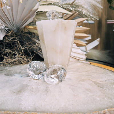 Medium Clear Quartz Diamond Wild Alabaster