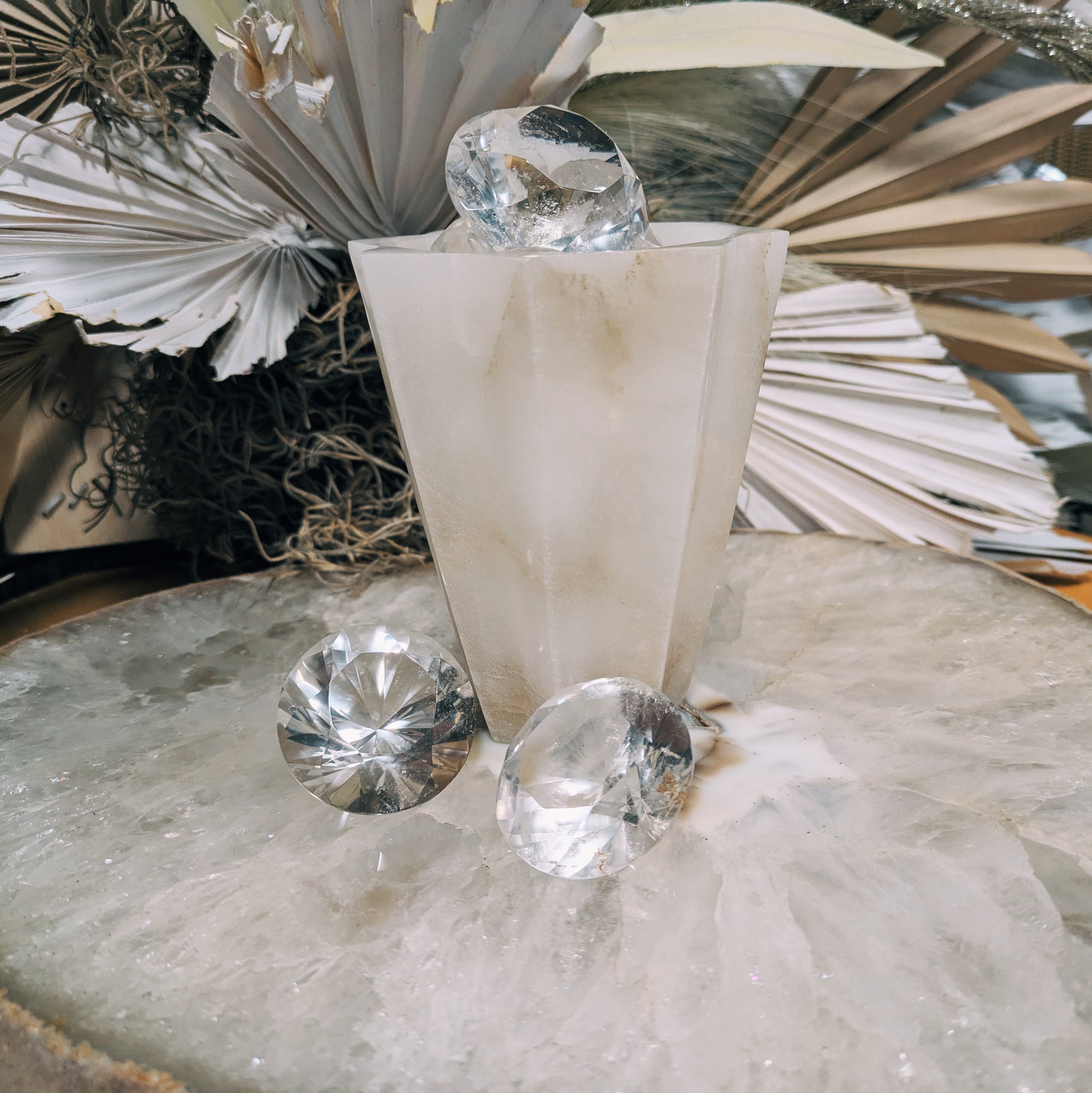 Medium Clear Quartz Diamond Wild Alabaster