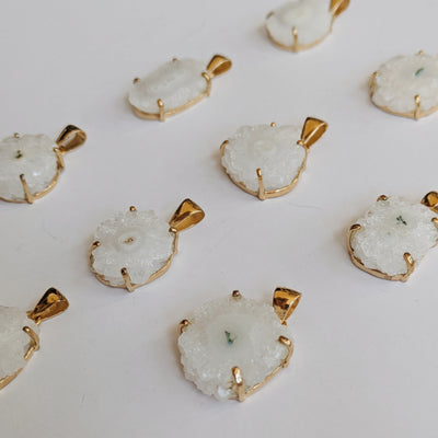 Solar (Spirit) Quartz Stalactite Pendants | Gold Wild Alabaster