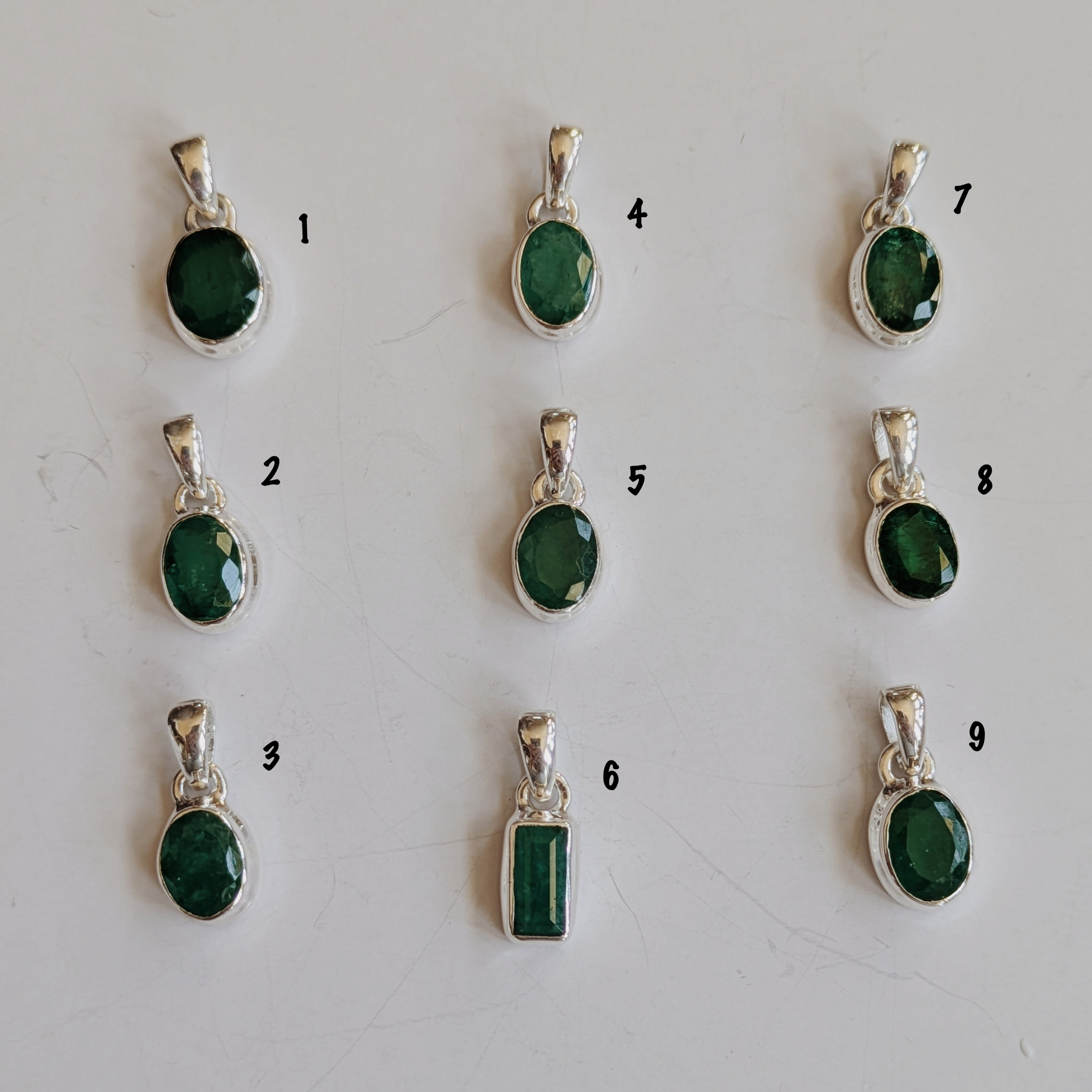 Faceted Emerald Pendants | Silver Wild Alabaster