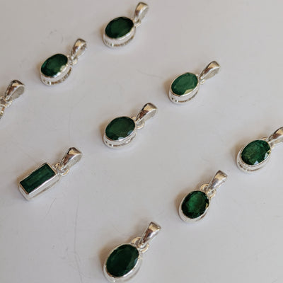 Faceted Emerald Pendants | Silver Wild Alabaster